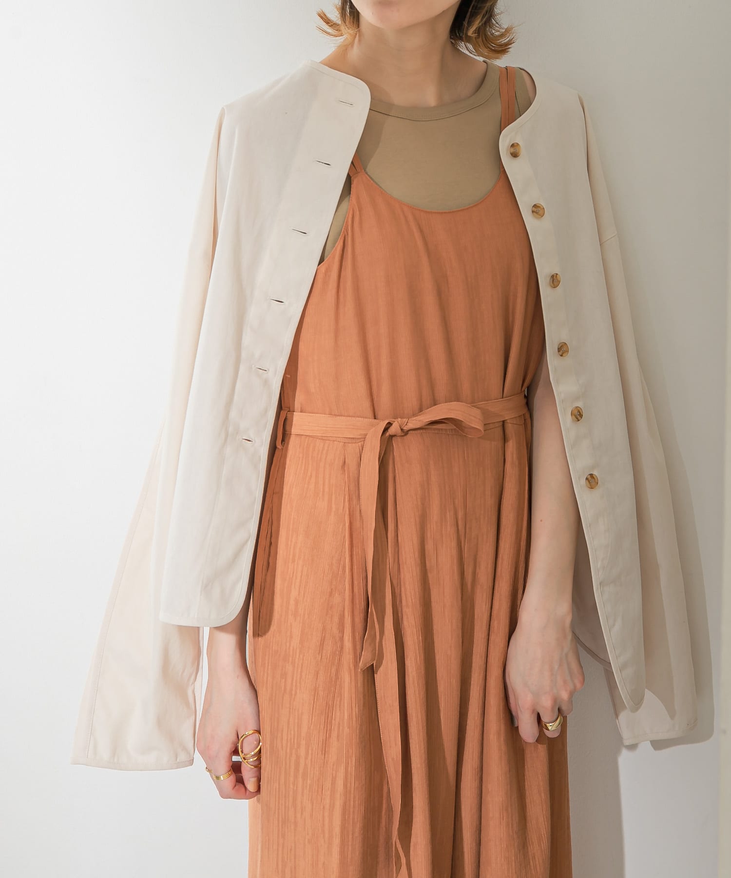 シアーコールワイドキャミサロペット ORG BROWN one