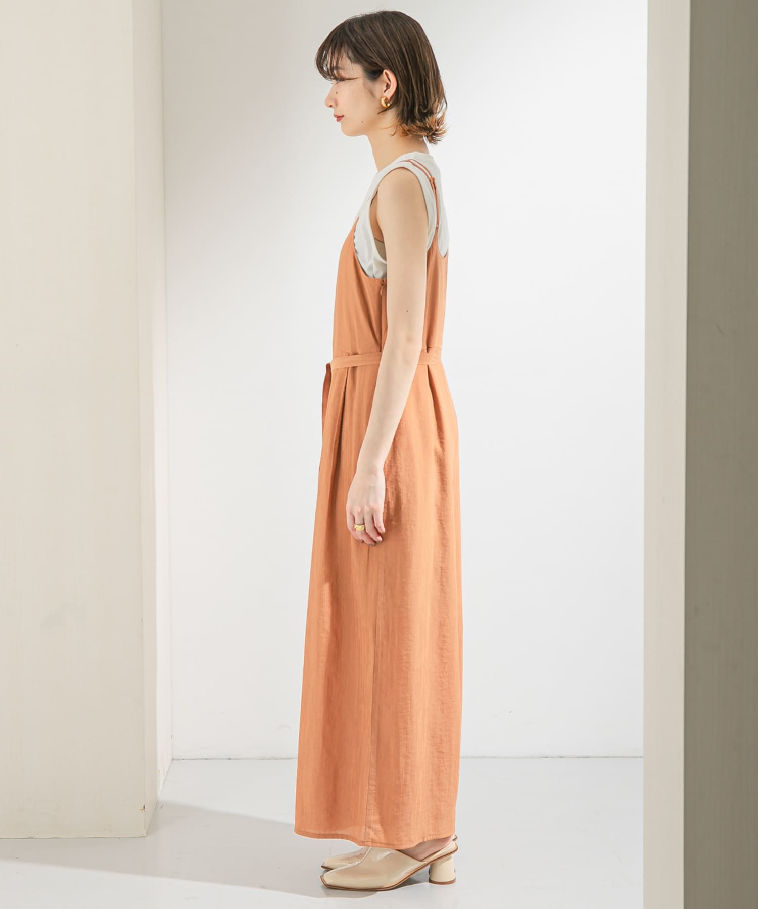 シアーコールワイドキャミサロペット ORG BROWN one