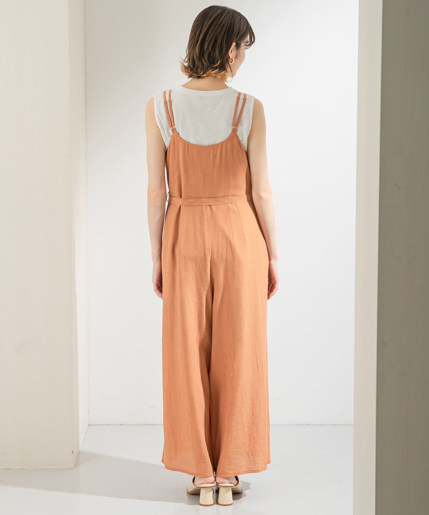 シアーコールワイドキャミサロペット ORG BROWN one