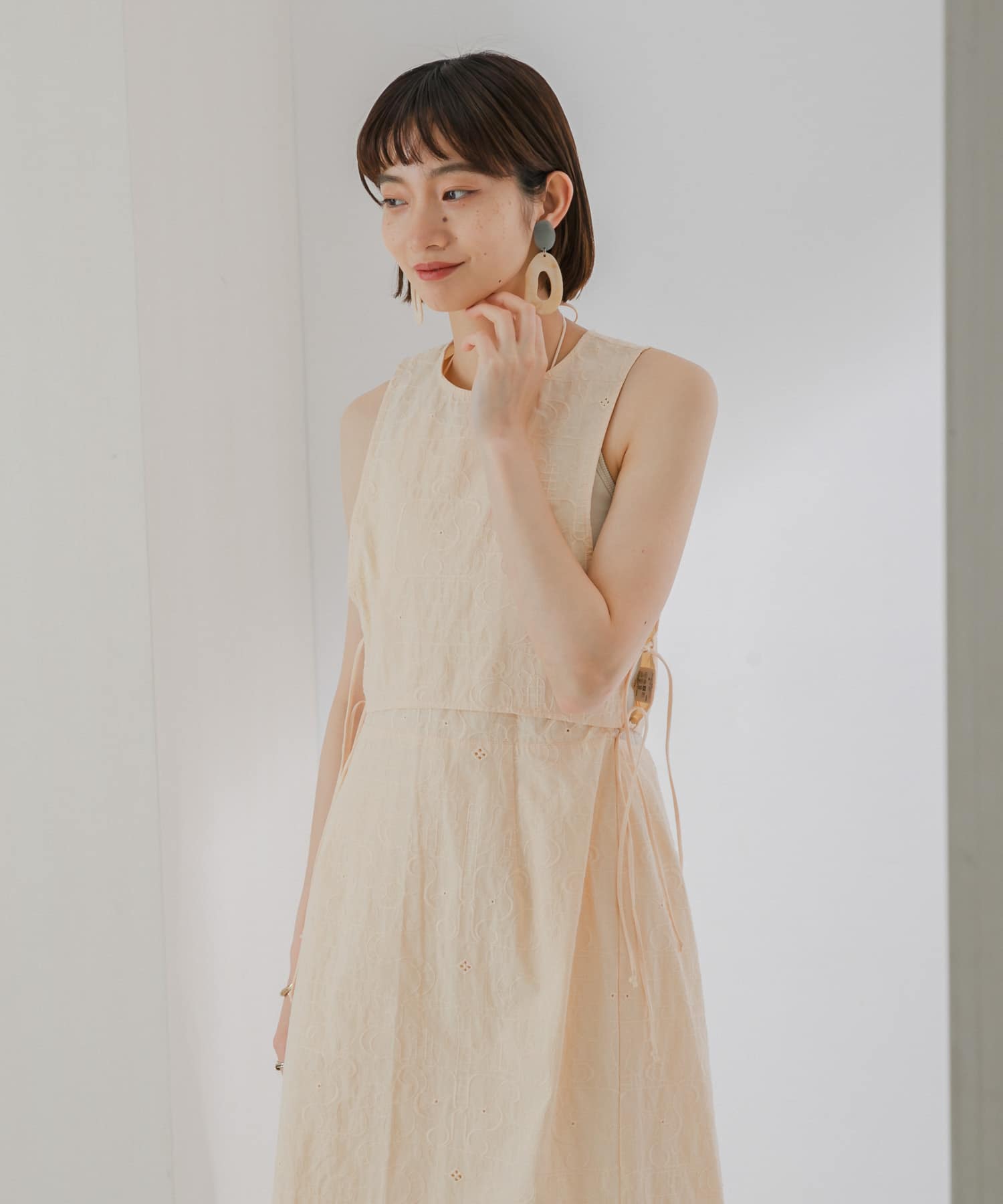 刺繍サイドリボンベスト APRICOT one