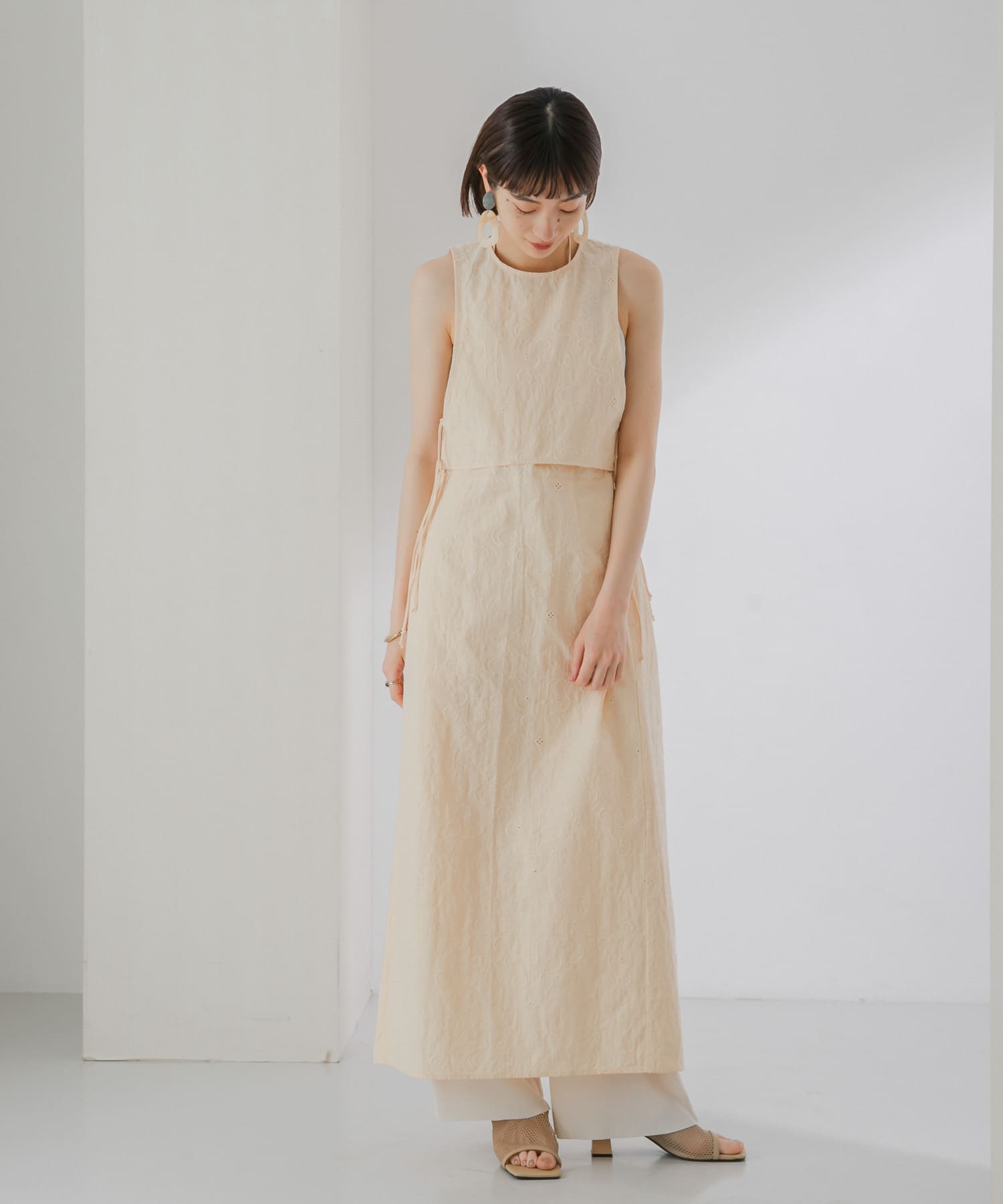 刺繍サイドリボンベスト APRICOT one