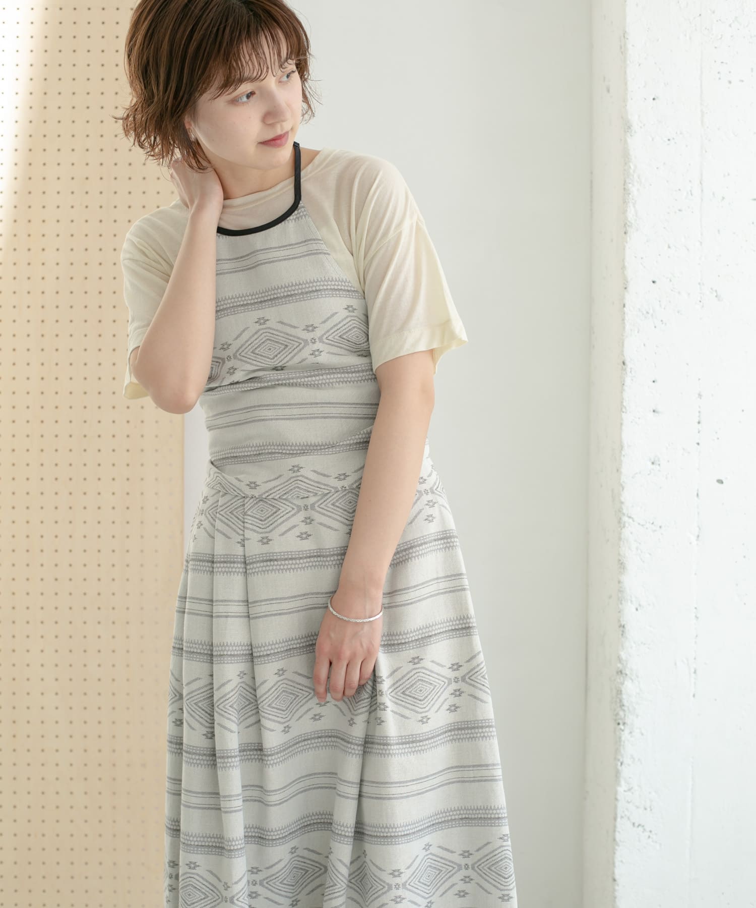 エスニック柄ホルターネックキャミソール GRAY one