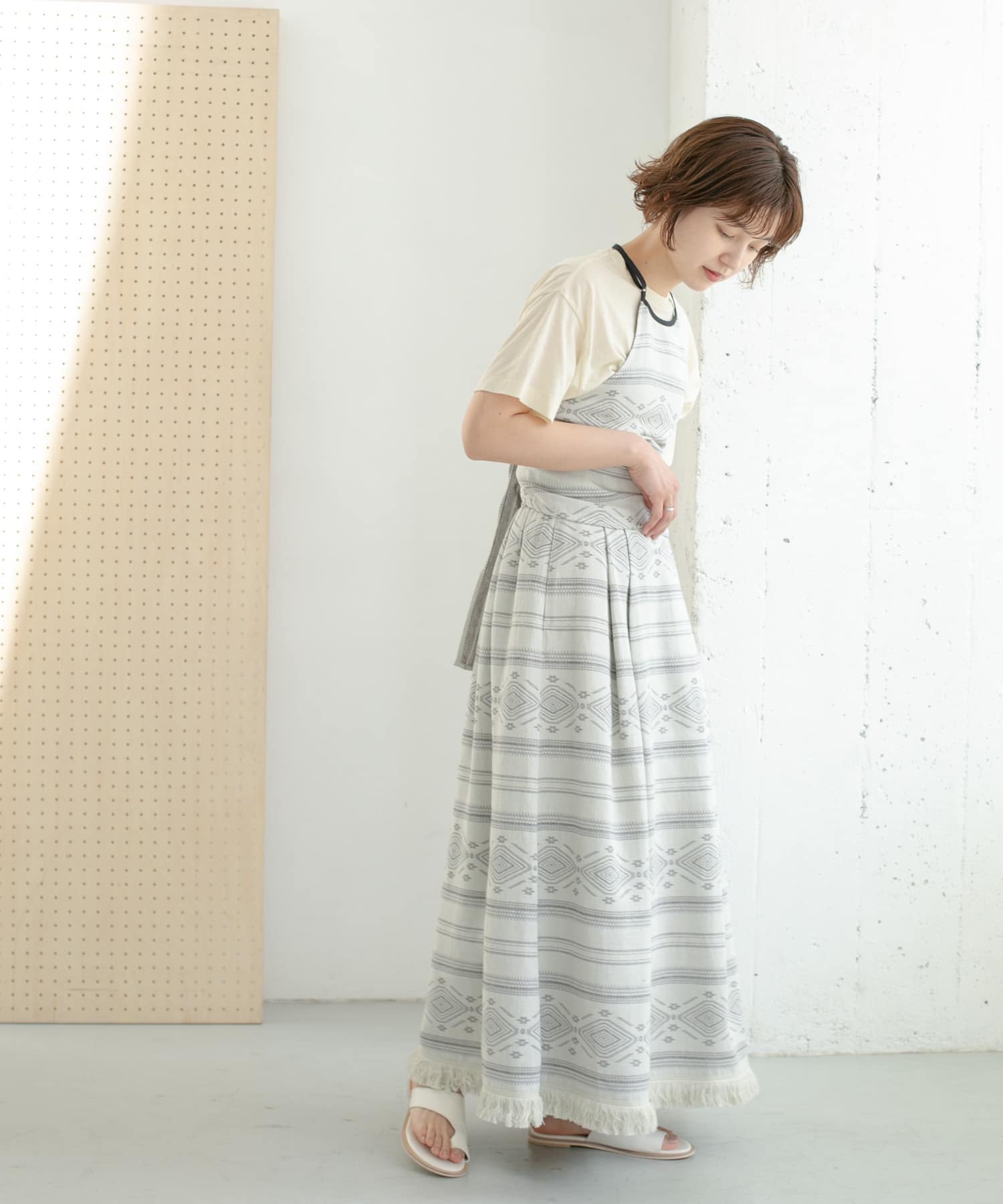 エスニック柄ホルターネックキャミソール GRAY one