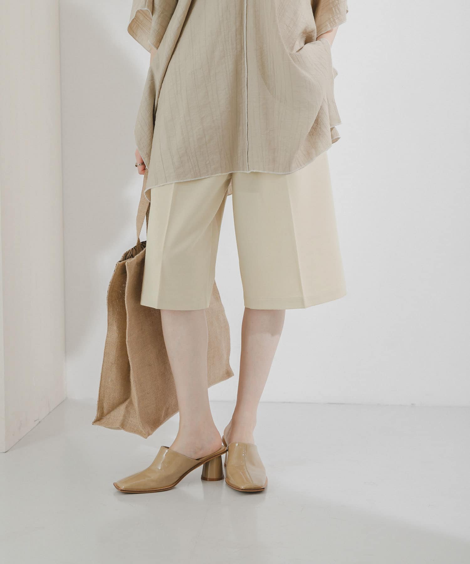 ストレートハーフパンツ BEIGE one