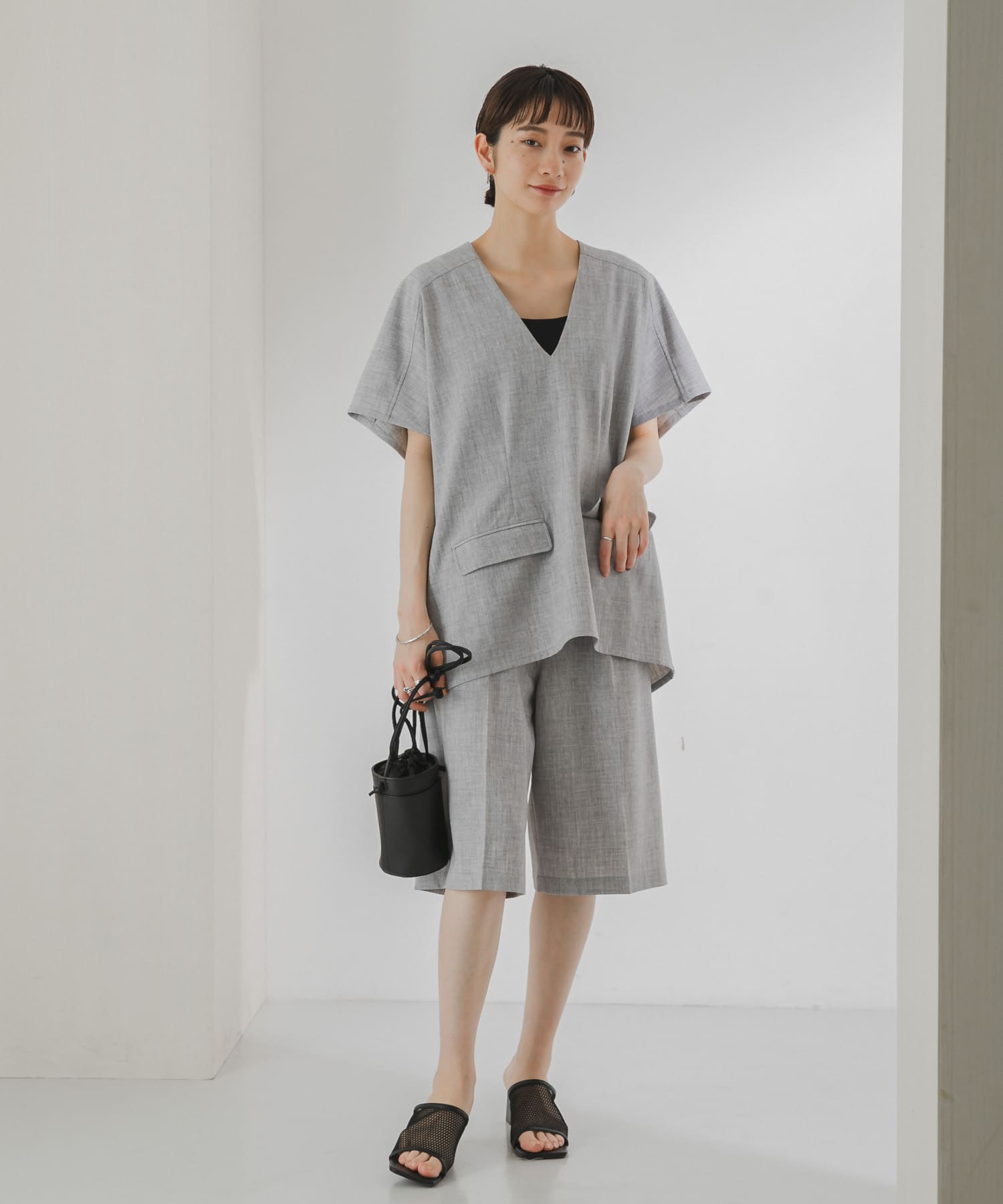 ストレートハーフパンツ L.GRAY one