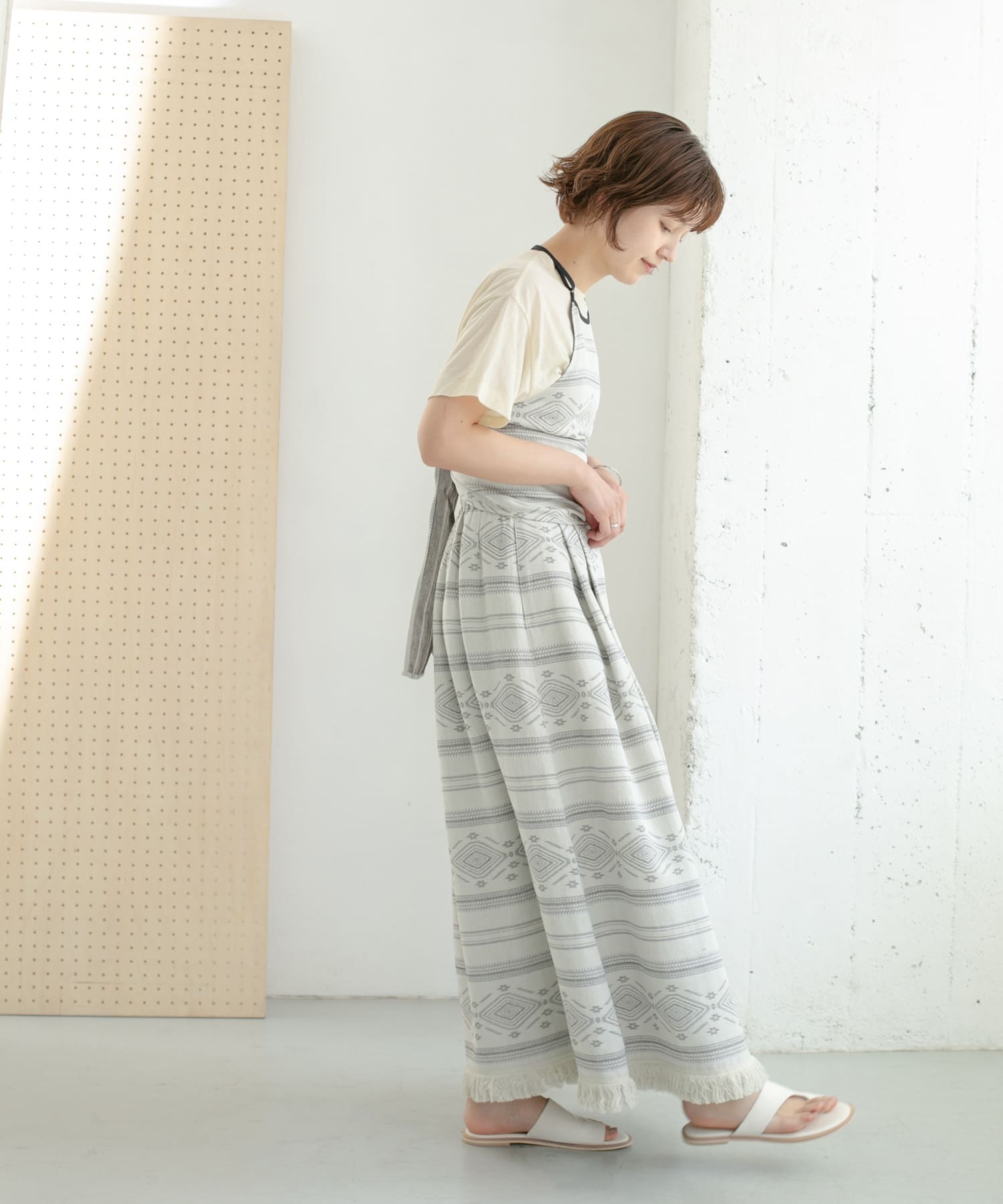 エスニック柄ボリュームスカート GRAY one