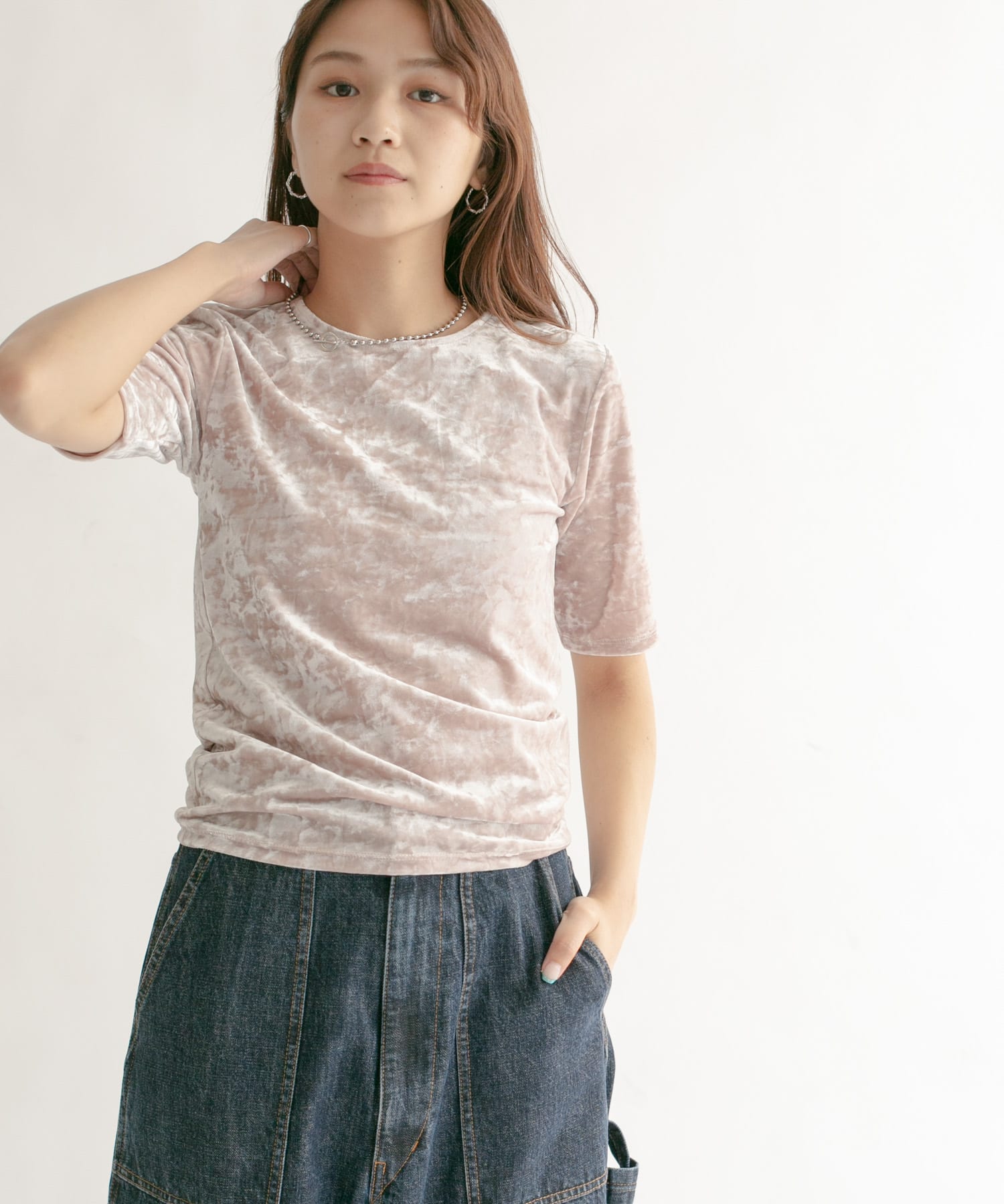 コンパクトベロアTシャツ CHAMPAGNE one