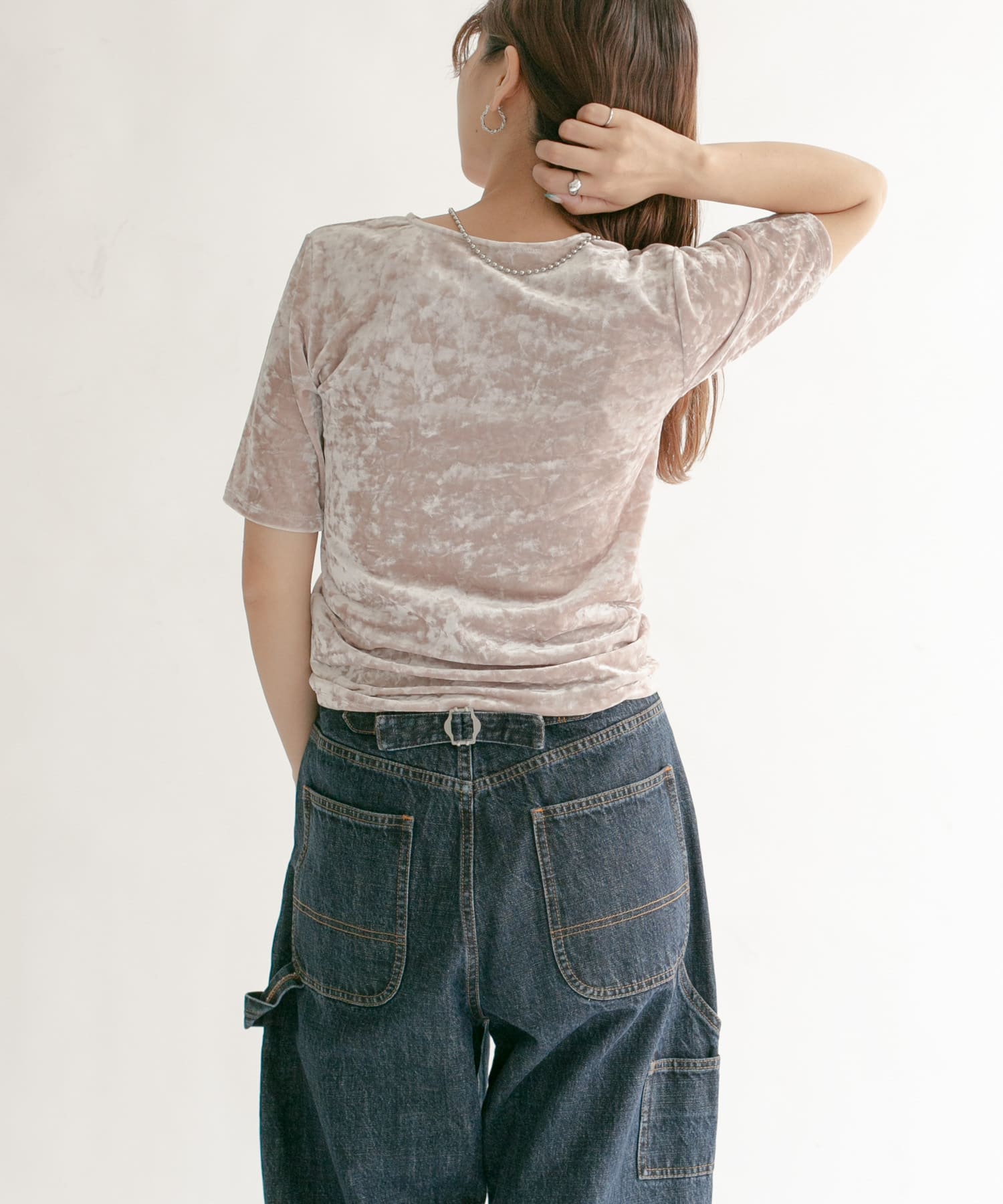 コンパクトベロアTシャツ CHAMPAGNE one
