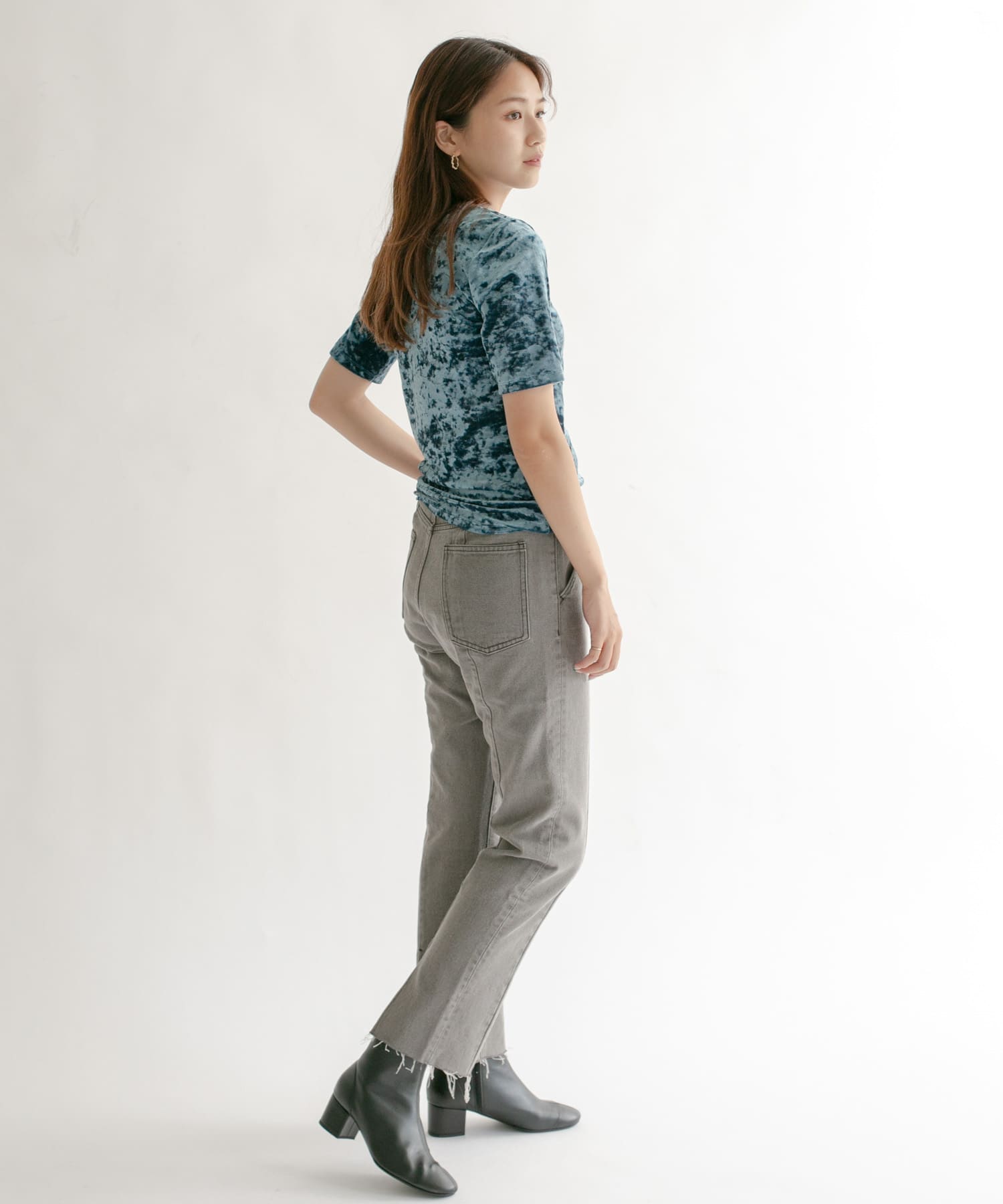 コンパクトベロアTシャツ FOG BLUE one