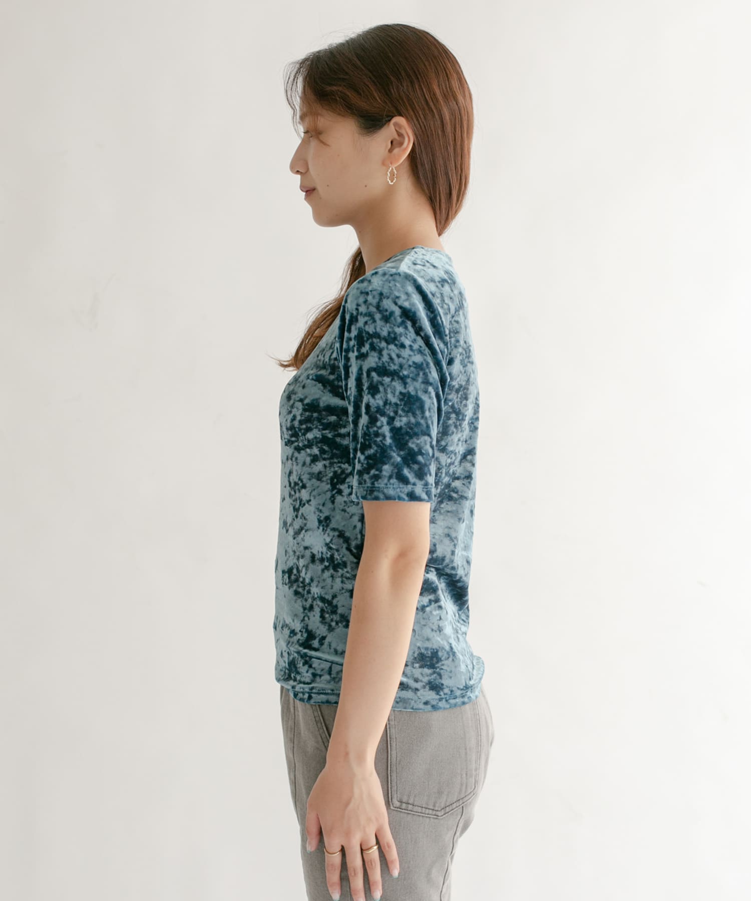 コンパクトベロアTシャツ FOG BLUE one