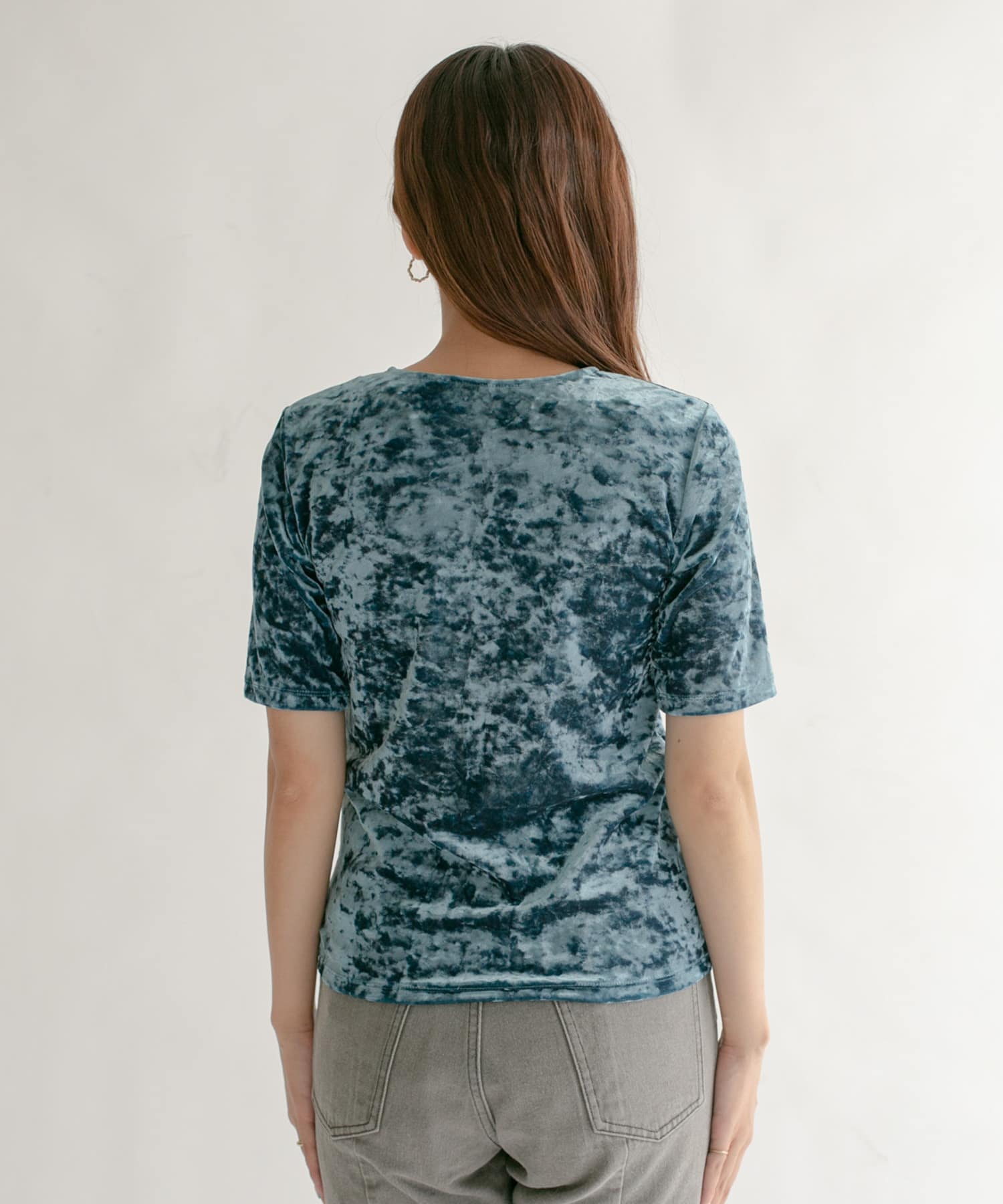コンパクトベロアTシャツ FOG BLUE one
