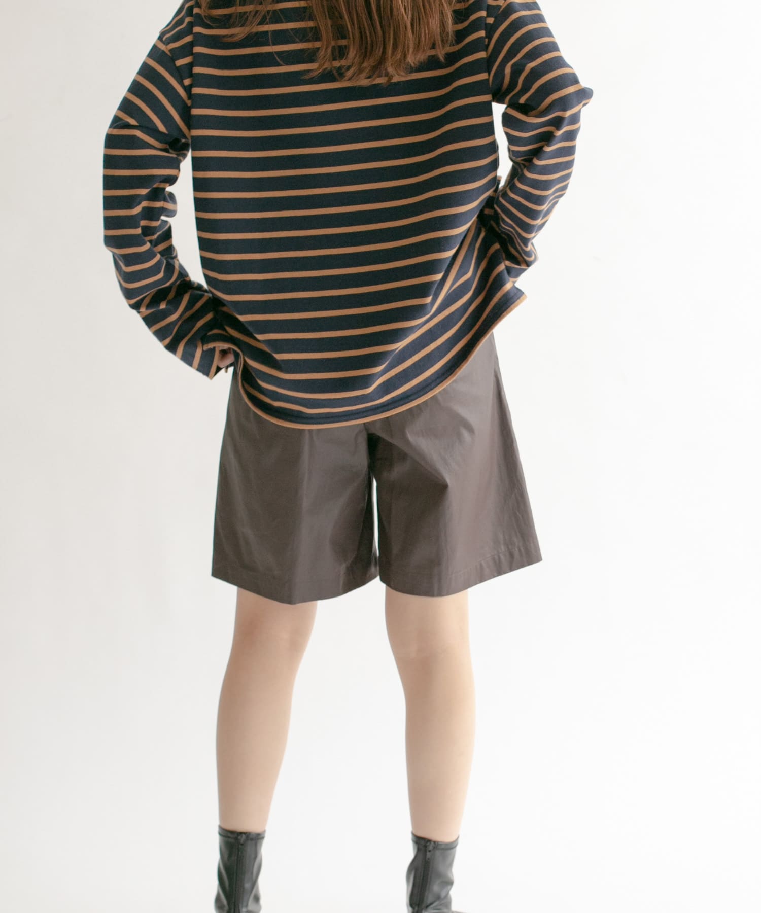ハイウエストコーティングショートパンツ BROWN one