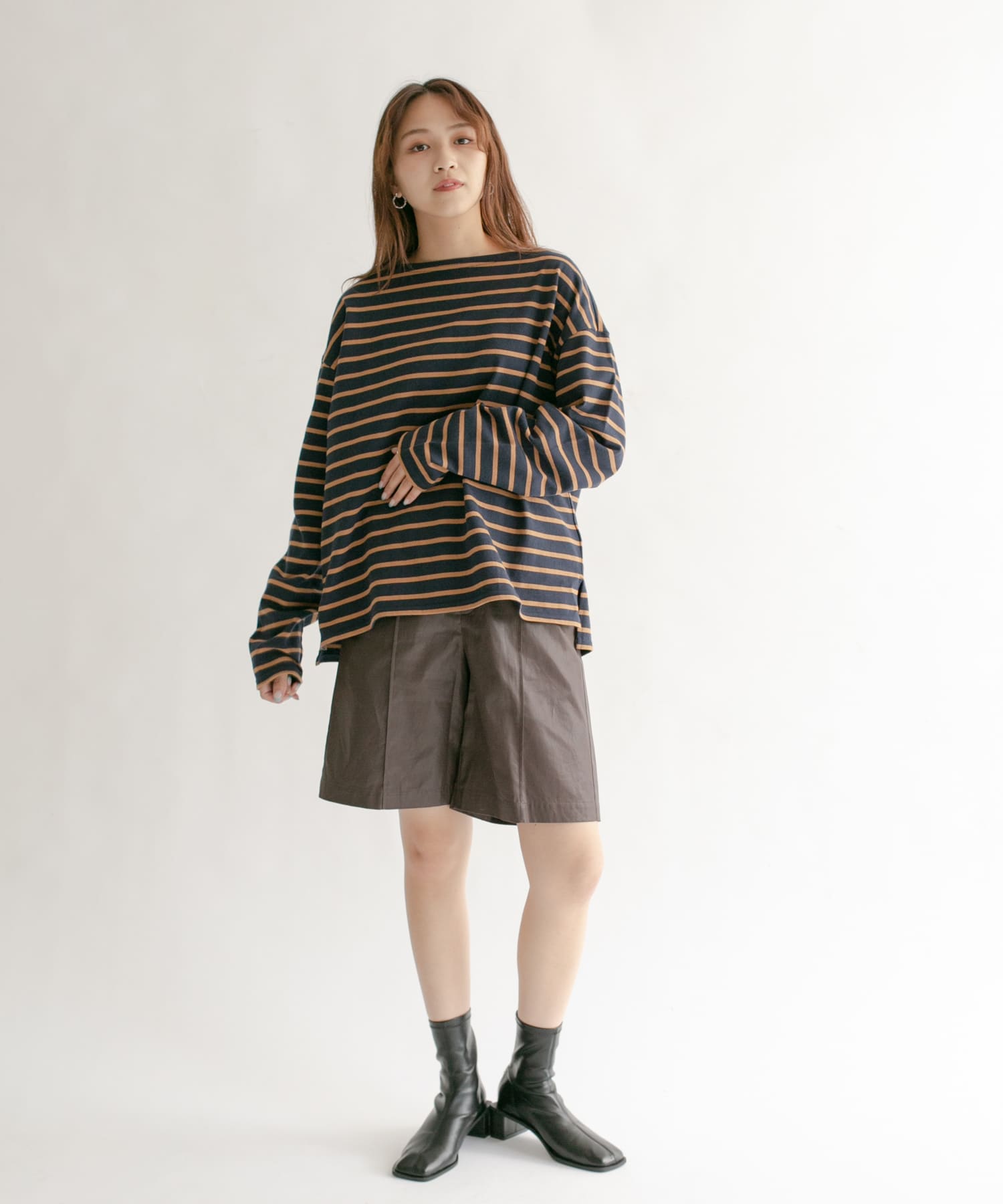 ハイウエストコーティングショートパンツ BROWN one