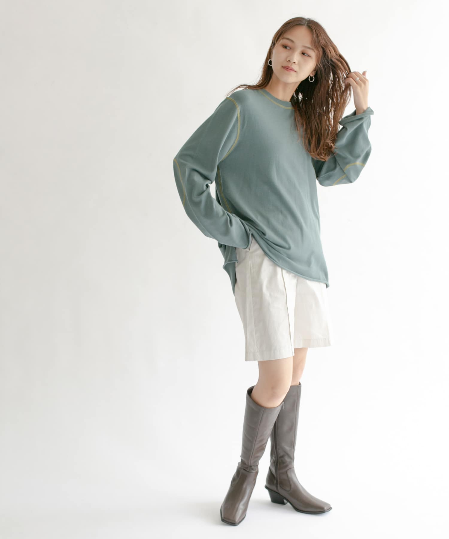 ハイウエストコーティングショートパンツ IVORY one