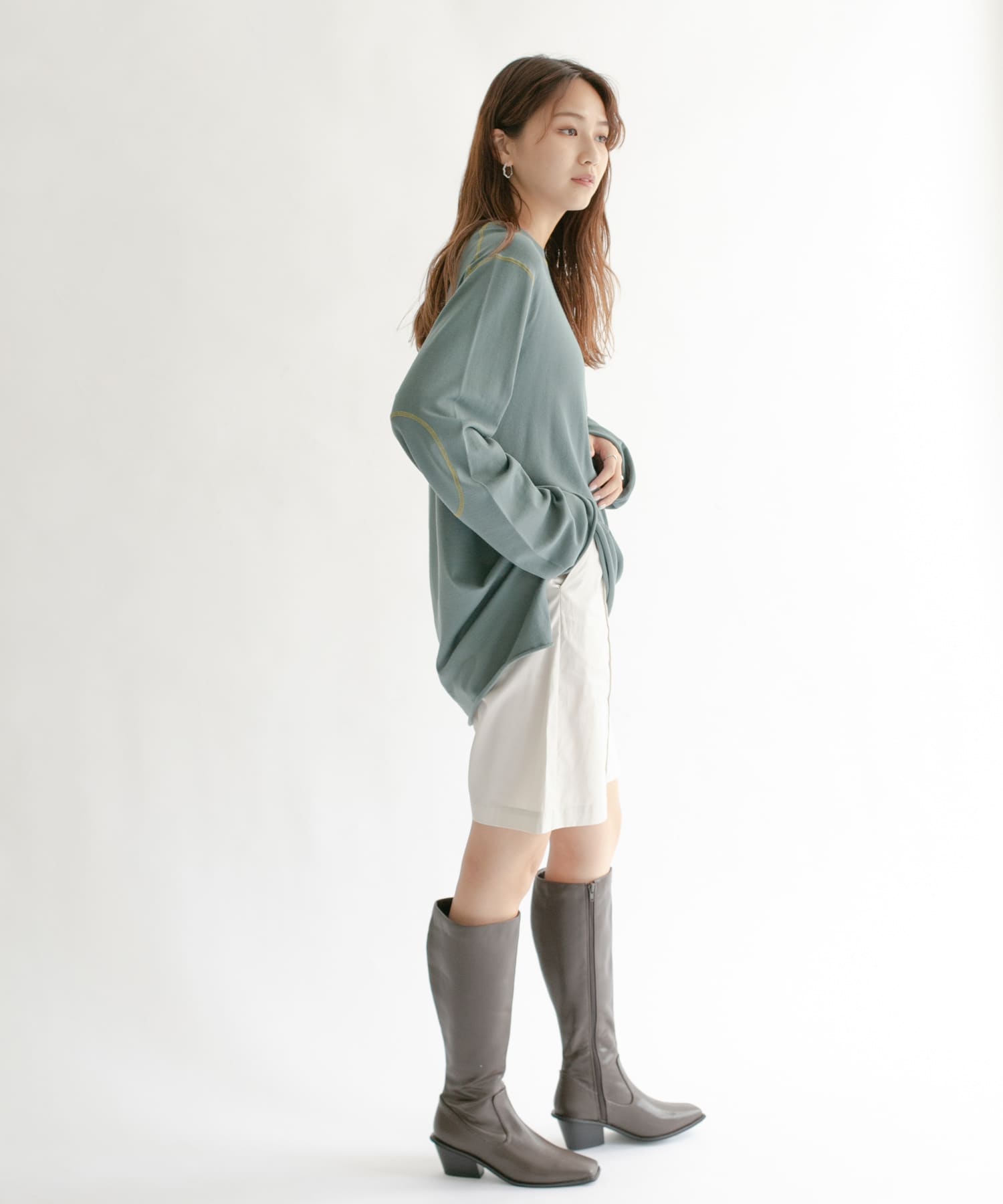 ハイウエストコーティングショートパンツ IVORY one