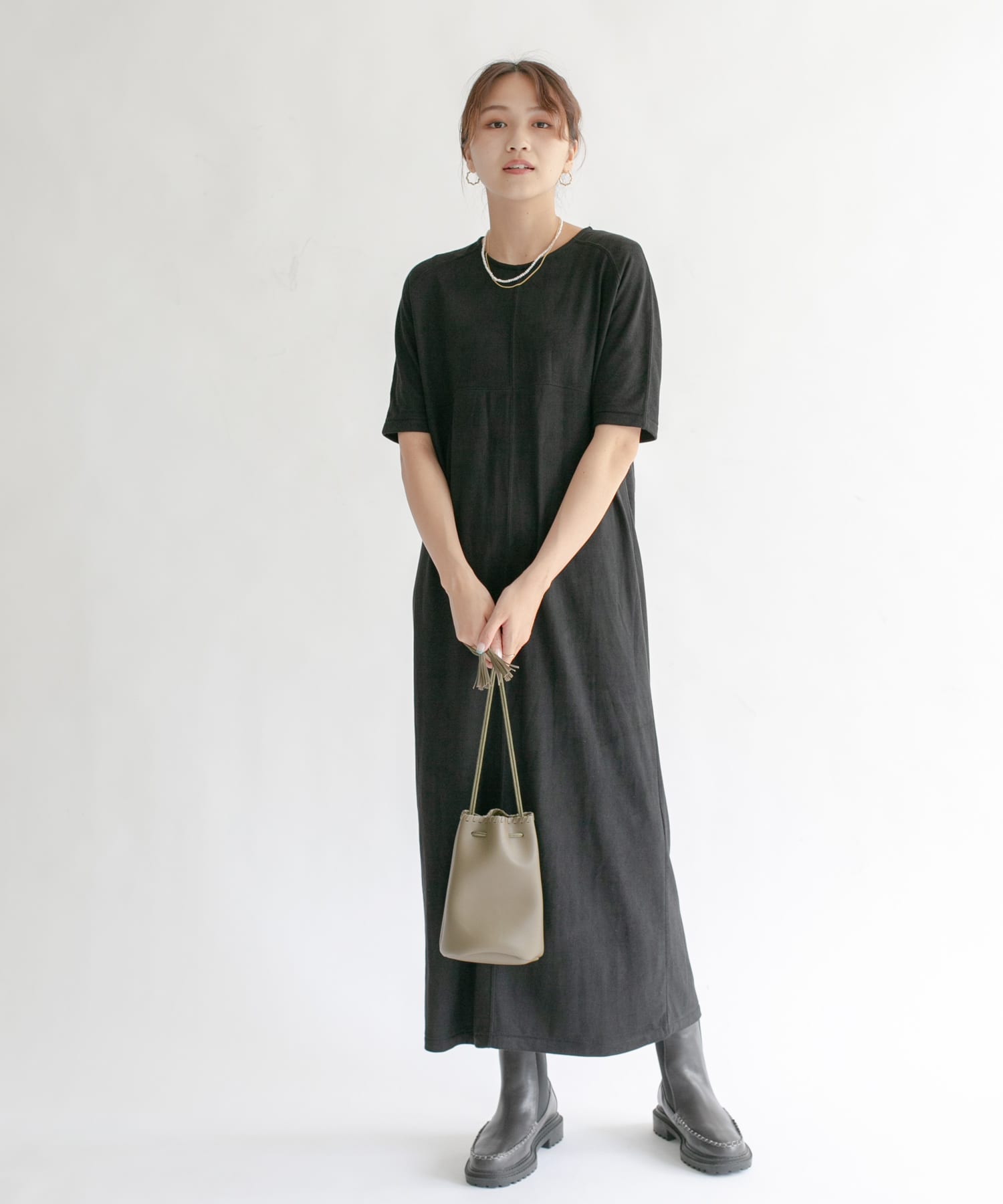スエードロングワンピース BLACK one