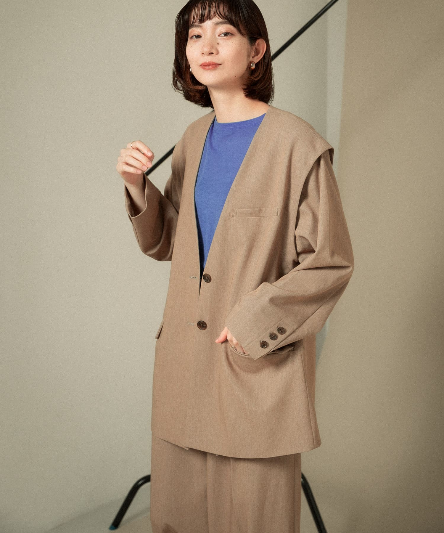 2WAYノーカラージャケット