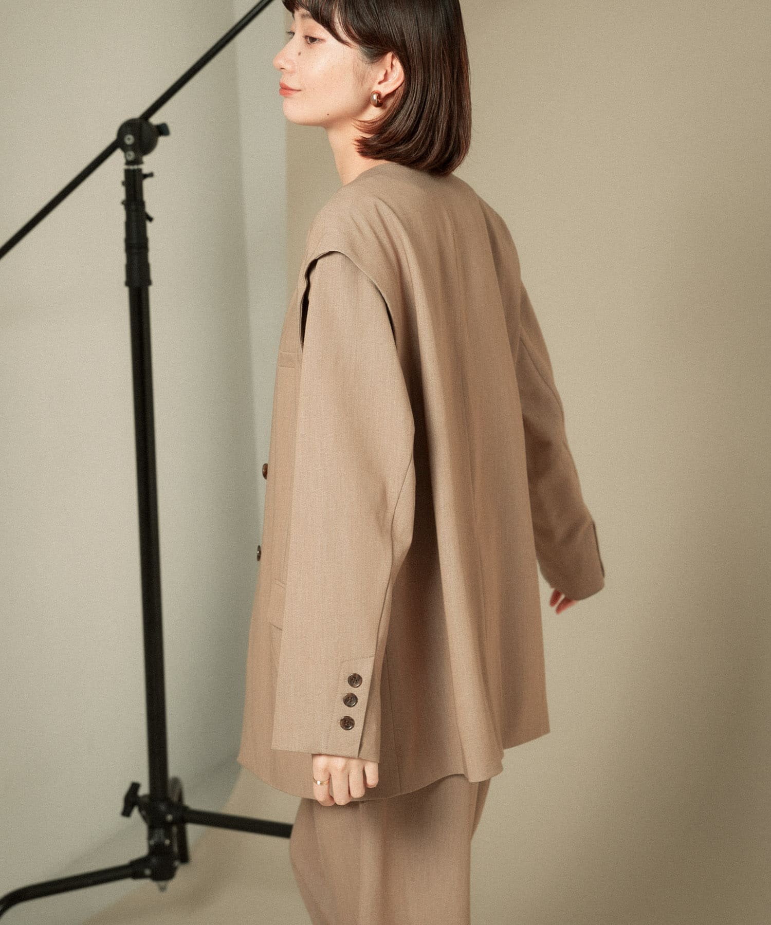 2WAYノーカラージャケット BEIGE one