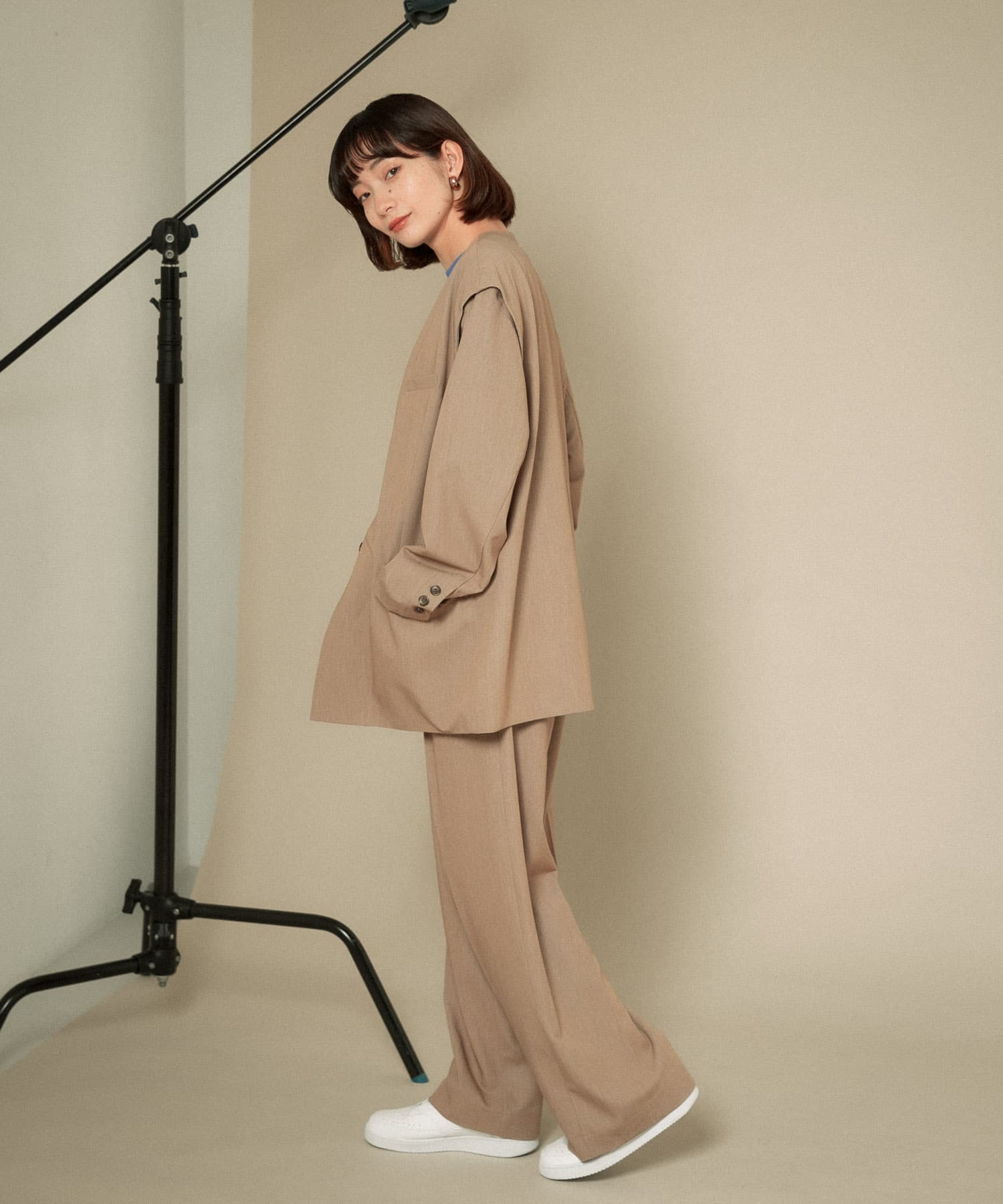 2WAYノーカラージャケット BEIGE one