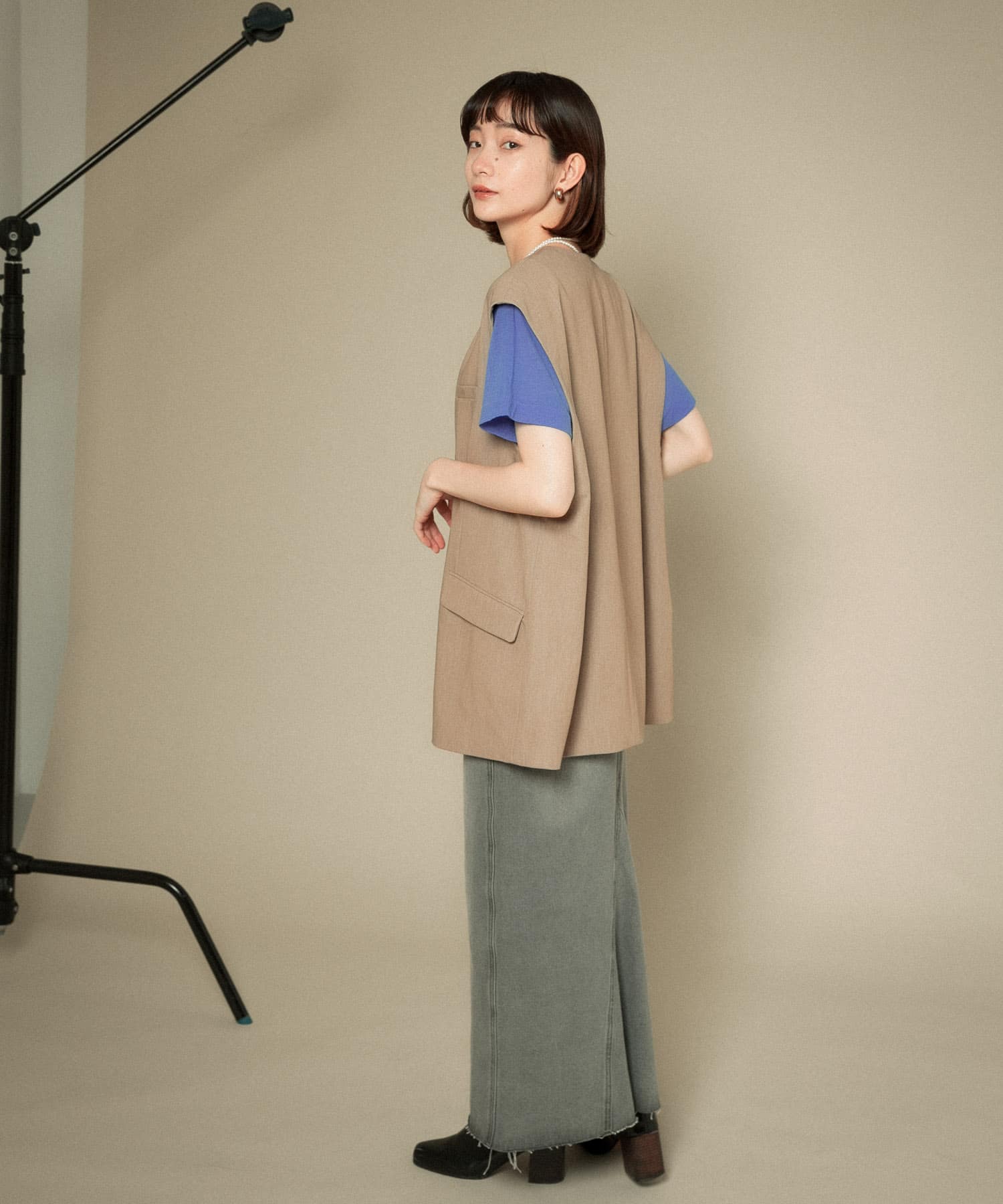 2WAYノーカラージャケット BEIGE one