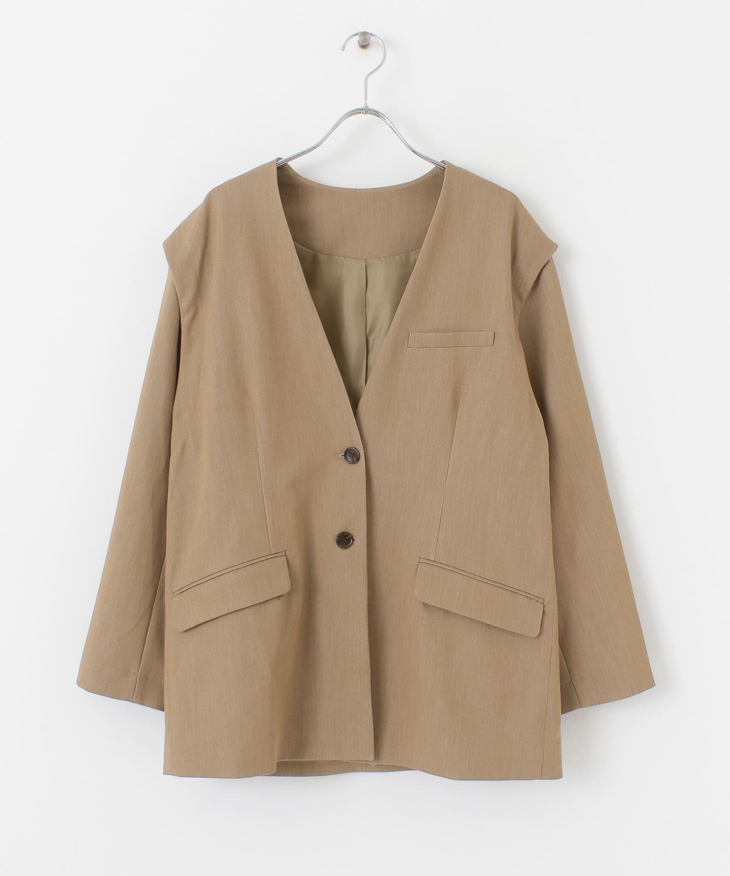 2WAYノーカラージャケット BEIGE one