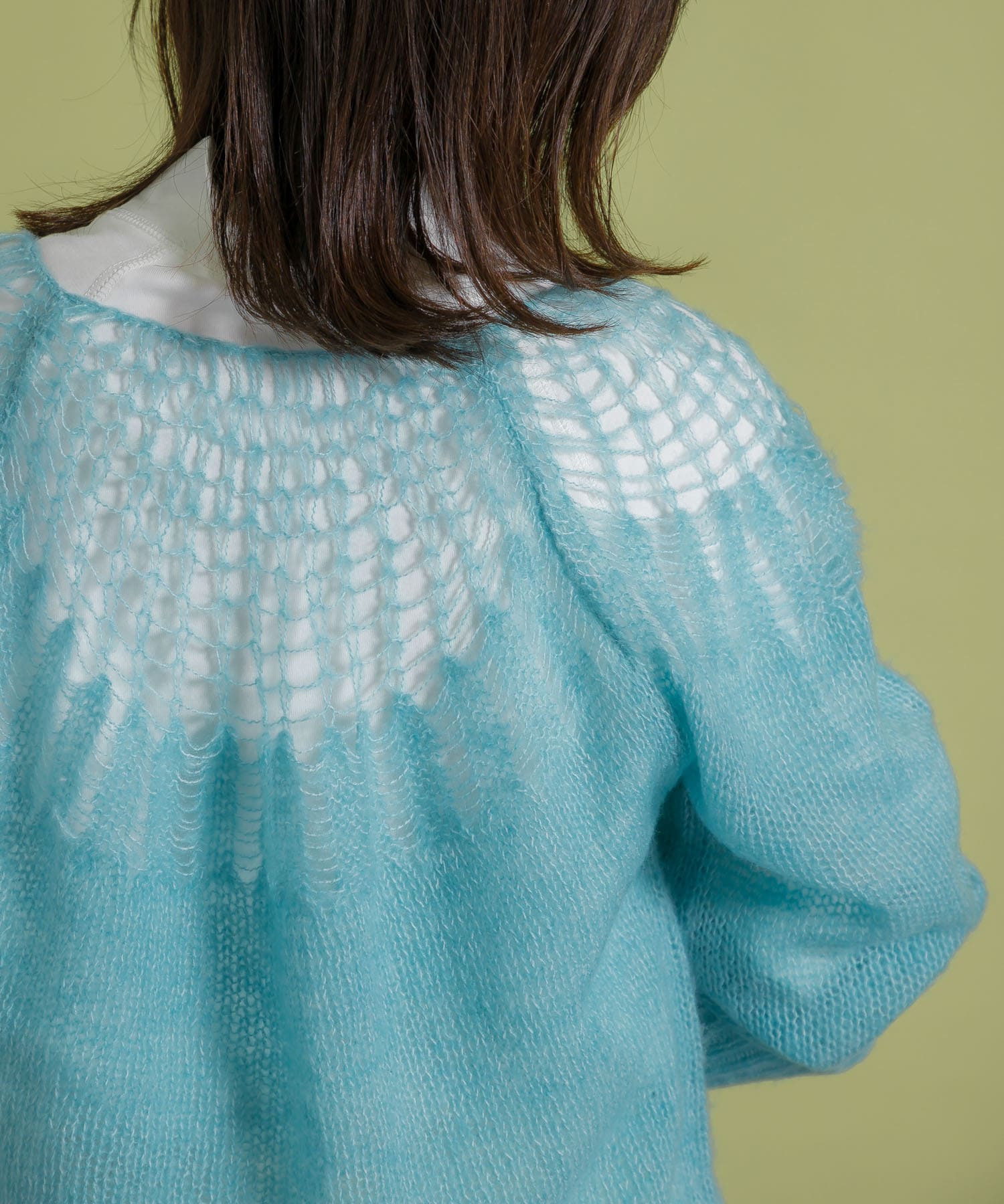メッシュネックニット BLUE one