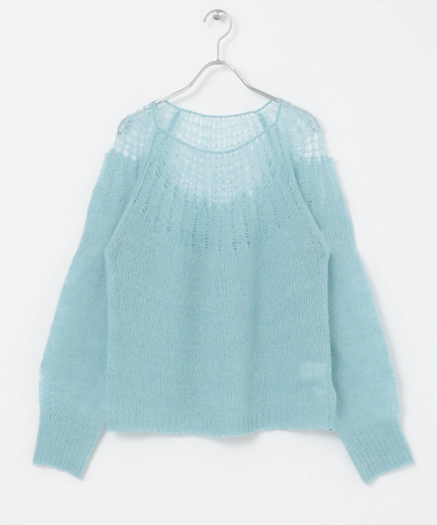 メッシュネックニット BLUE one