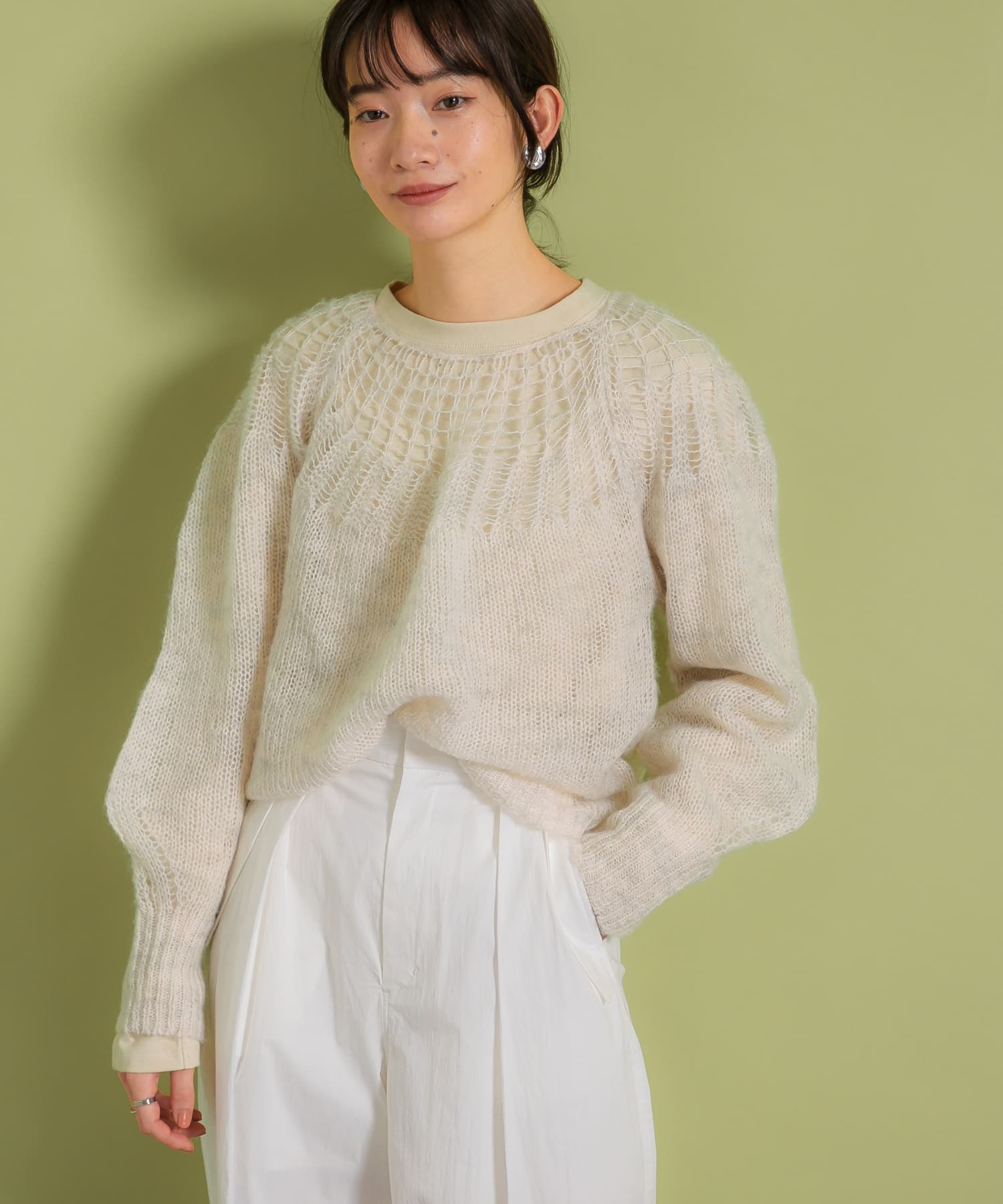メッシュネックニット L.GREIGE one