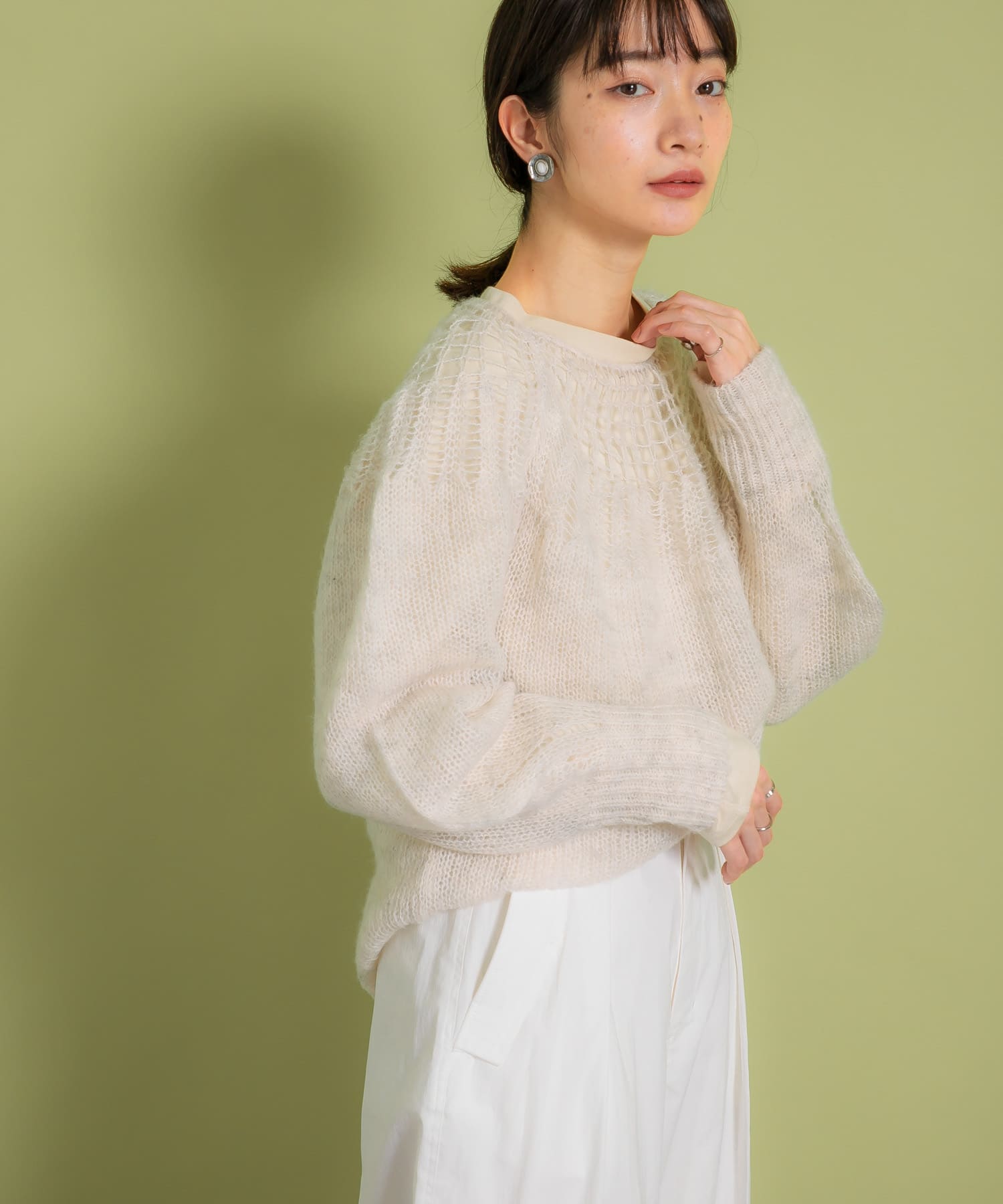 メッシュネックニット L.GREIGE one