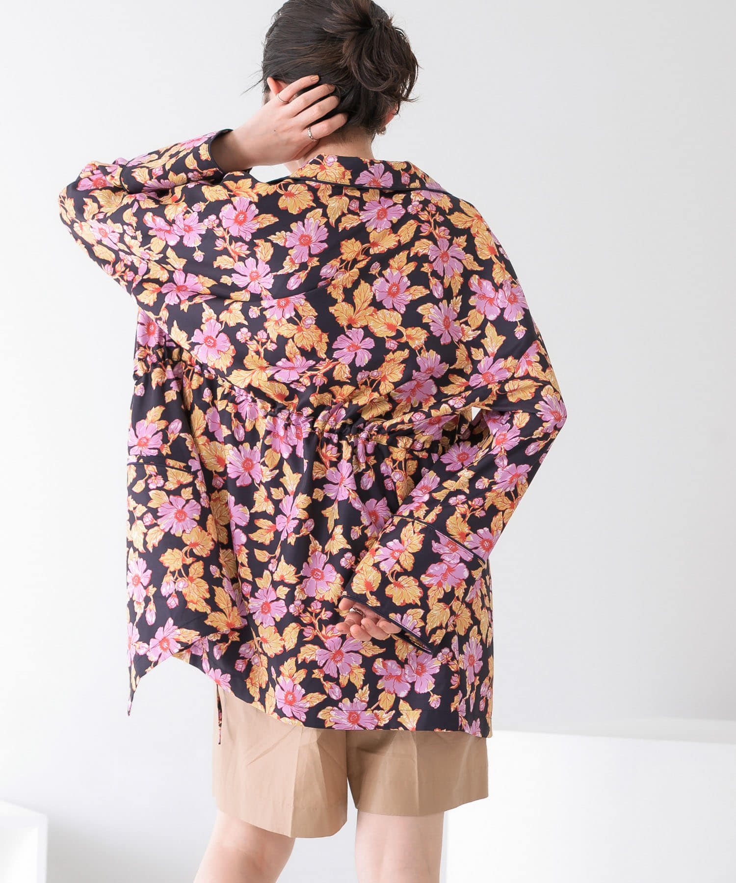 ドロストプリントガウン NAVY one
