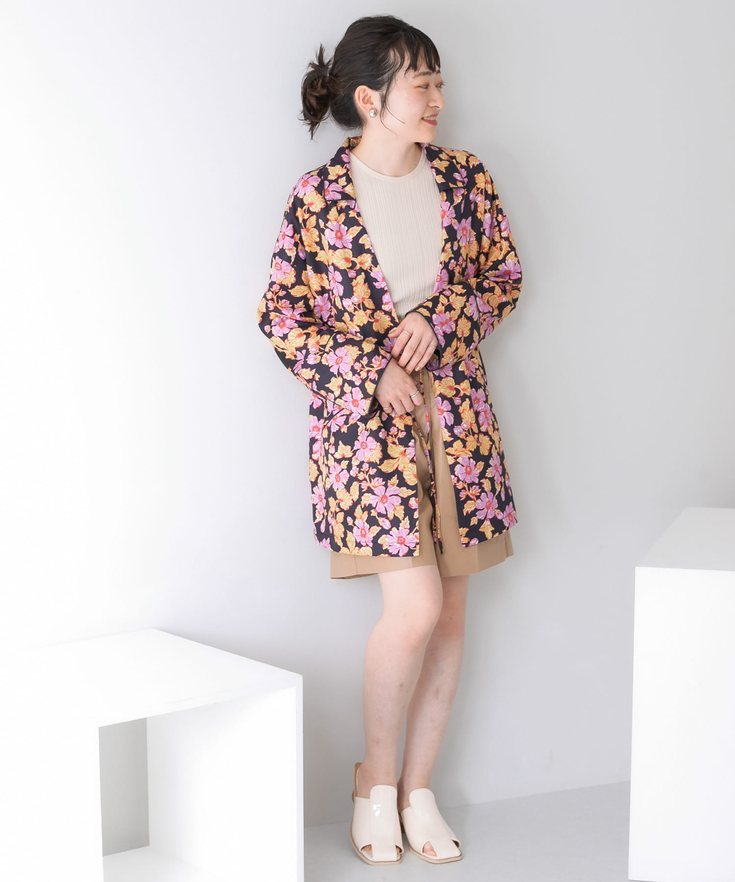 ドロストプリントガウン NAVY one