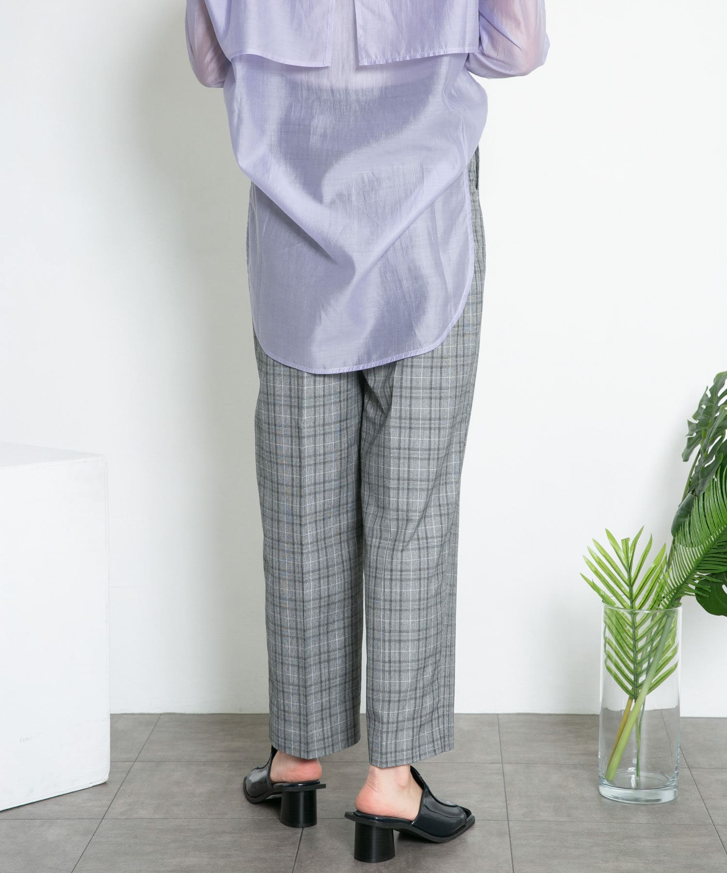 センタープレスWIDEチェックパンツ GRAY one