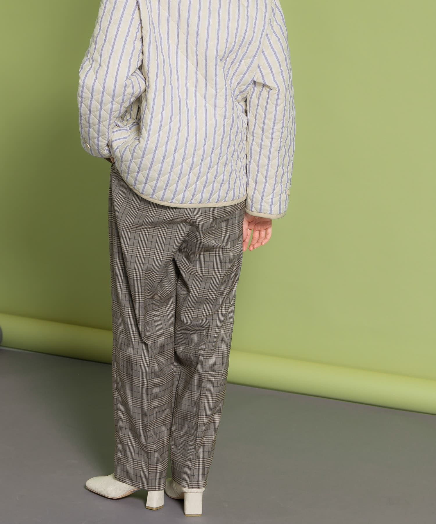 センタープレスWIDEチェックパンツ BROWN one