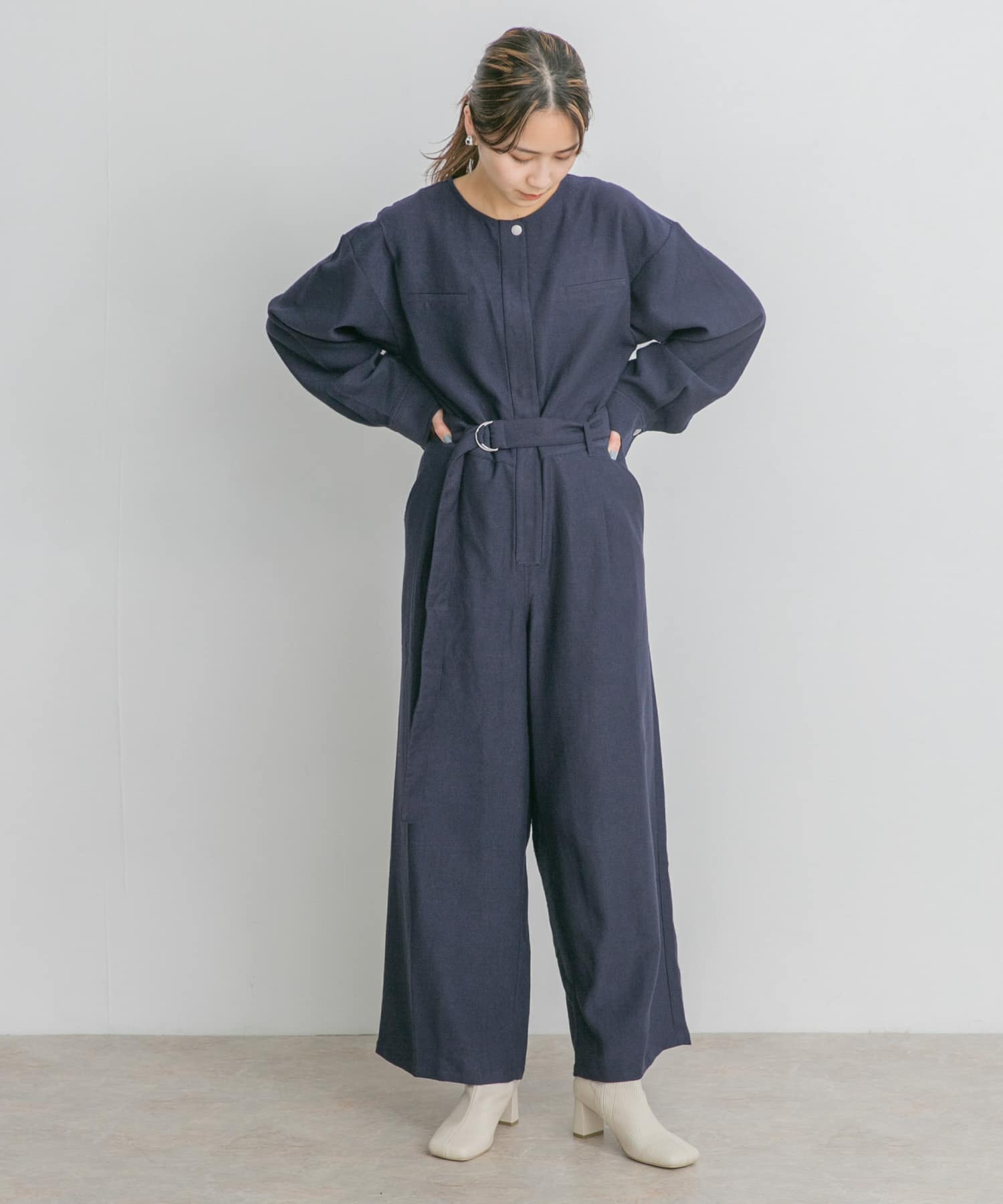 BIGシルエットジャンプスーツ D.NAVY one