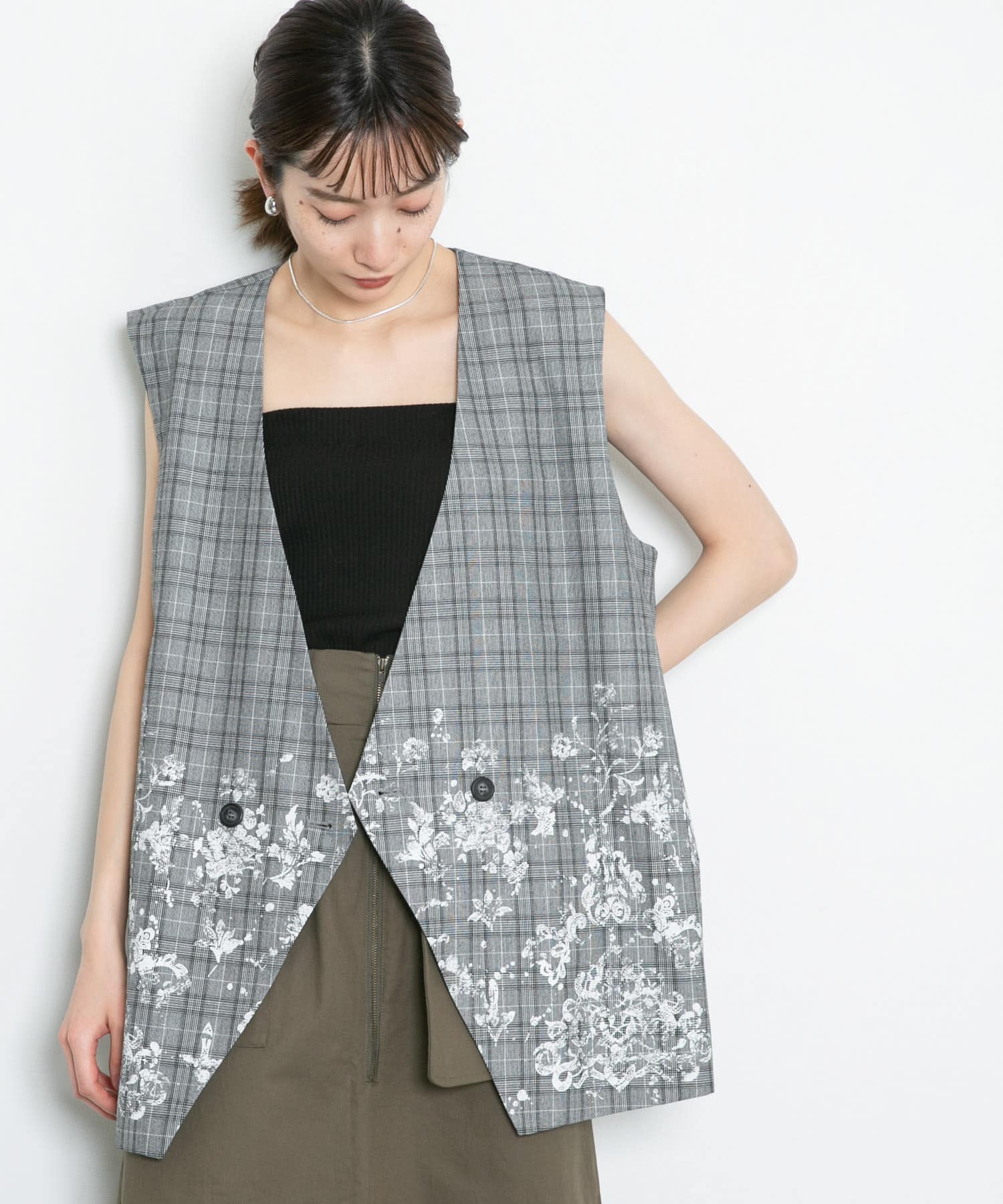 レースプリントチェックベスト GRAY one