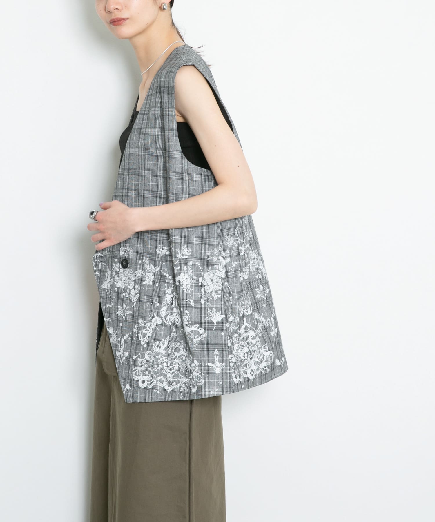 レースプリントチェックベスト GRAY one