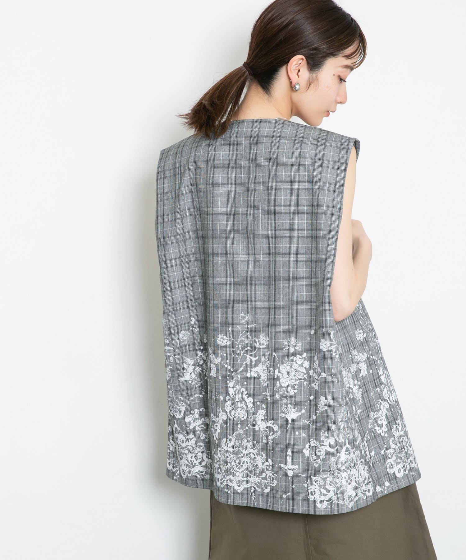 レースプリントチェックベスト GRAY one