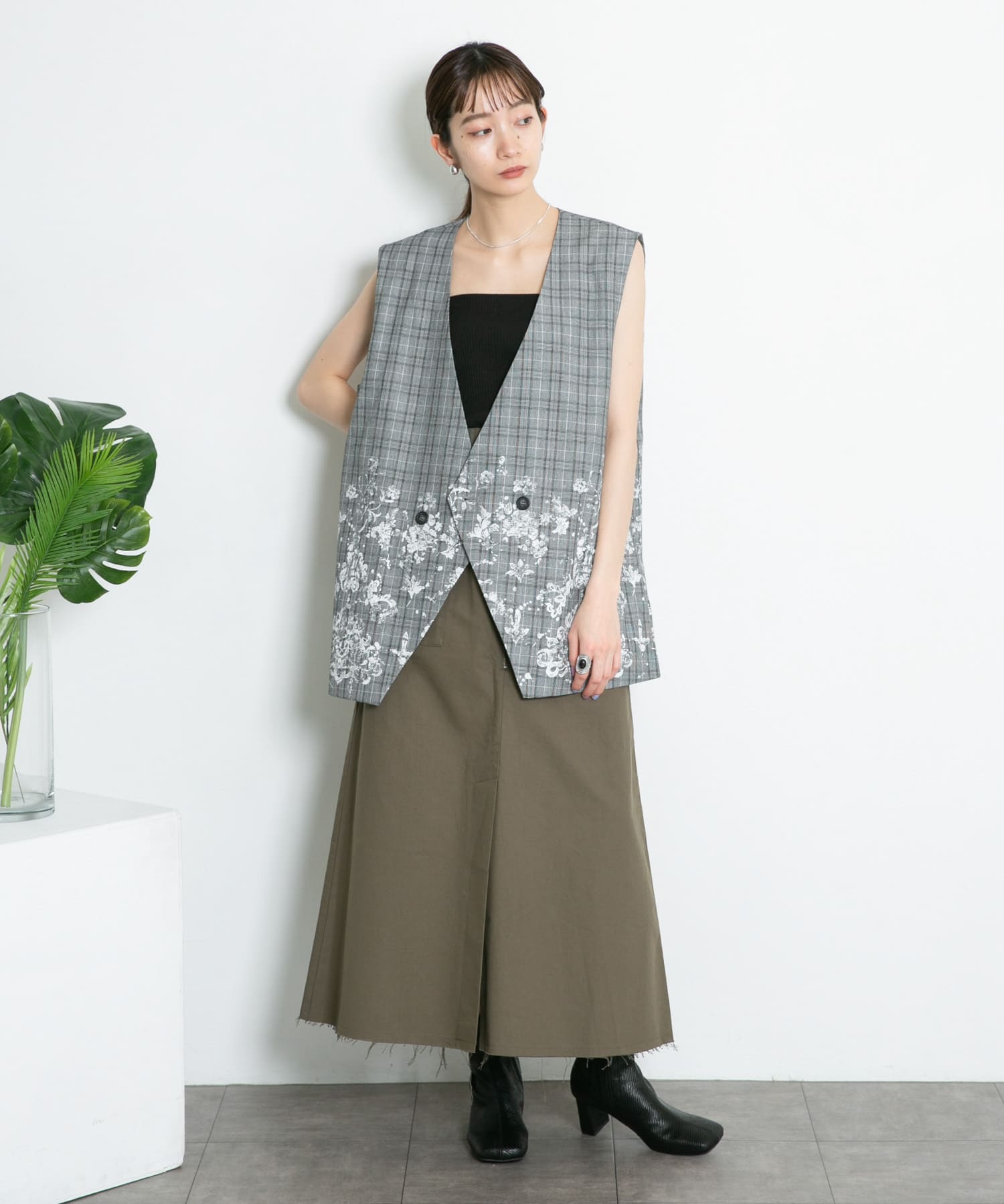 レースプリントチェックベスト GRAY one