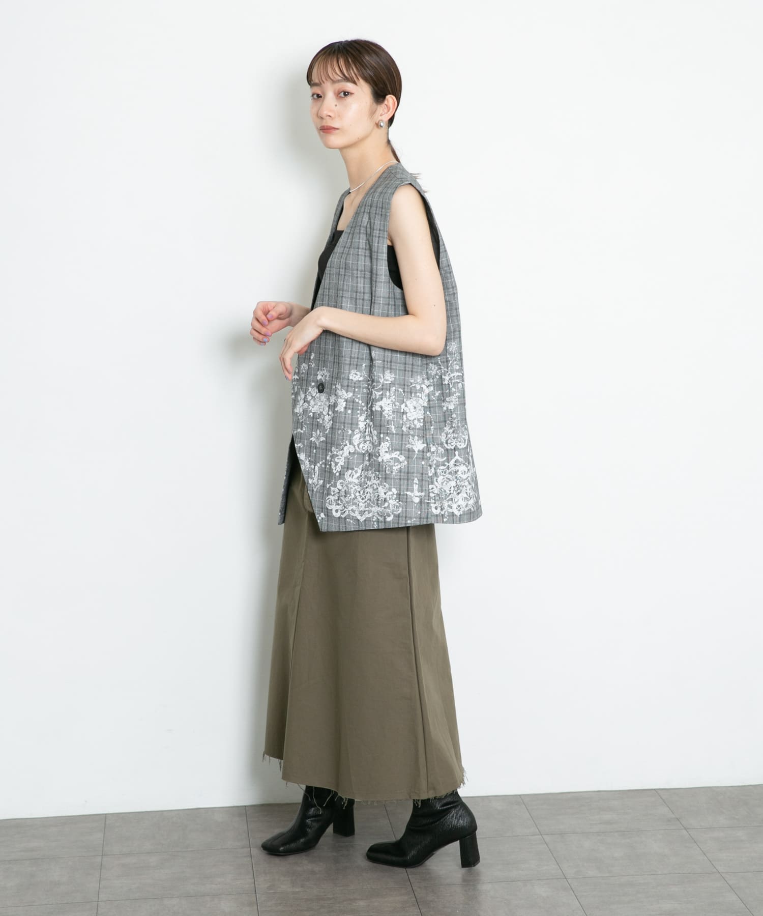 レースプリントチェックベスト GRAY one