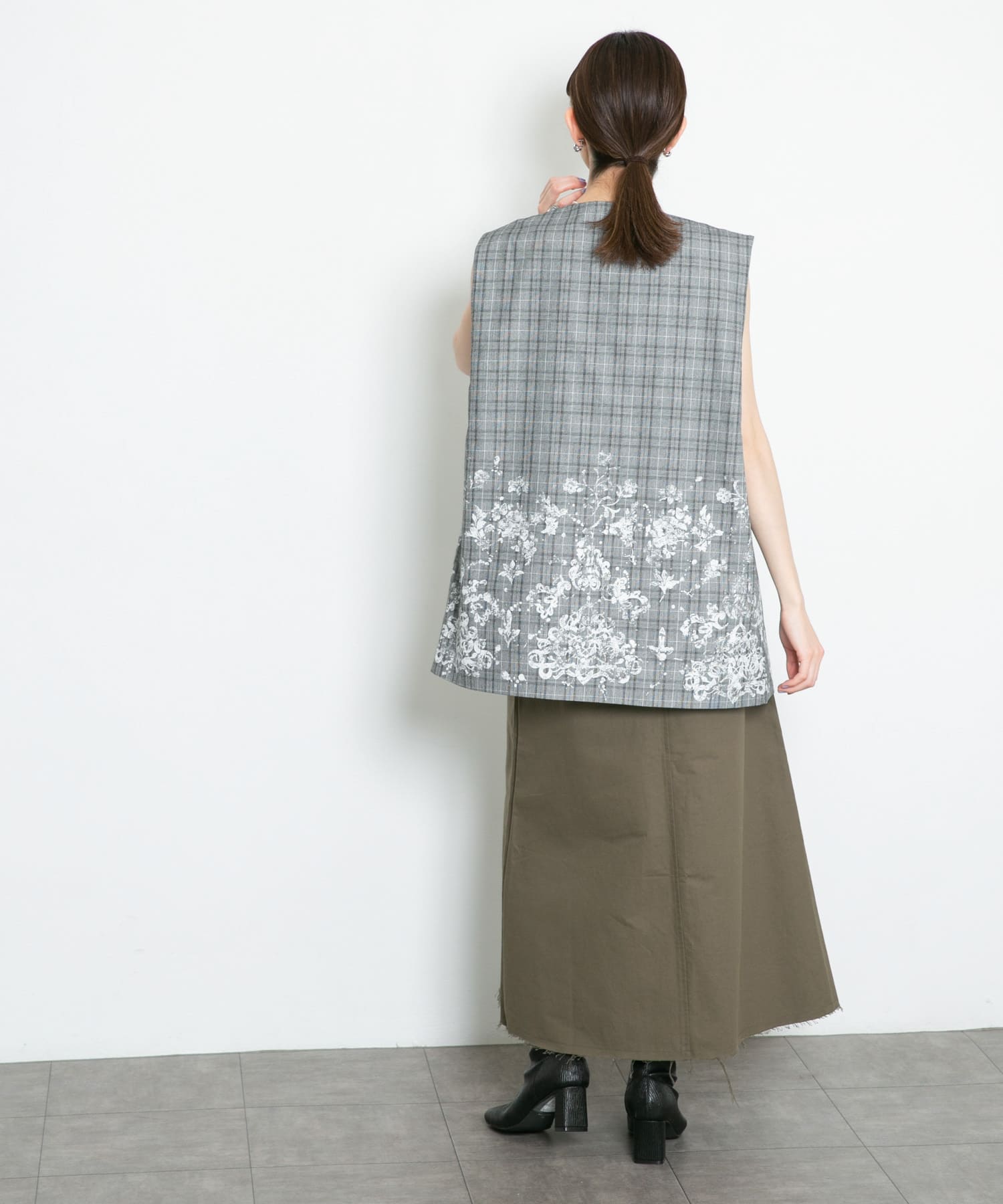 レースプリントチェックベスト GRAY one