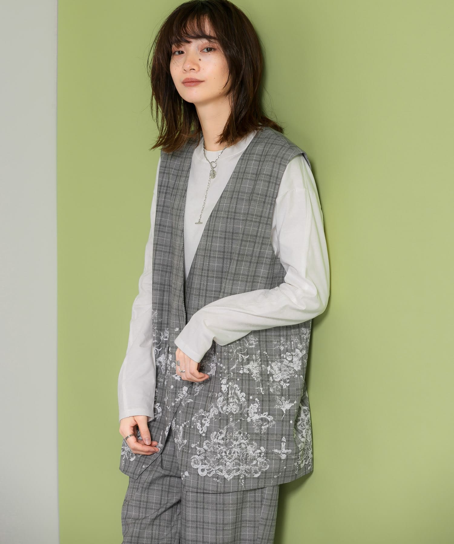レースプリントチェックベスト GRAY one