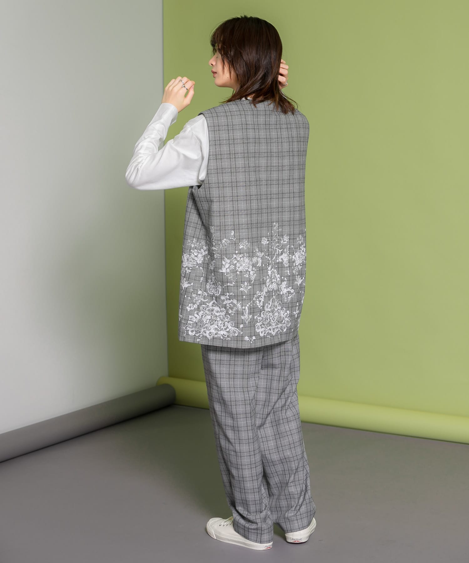 レースプリントチェックベスト GRAY one