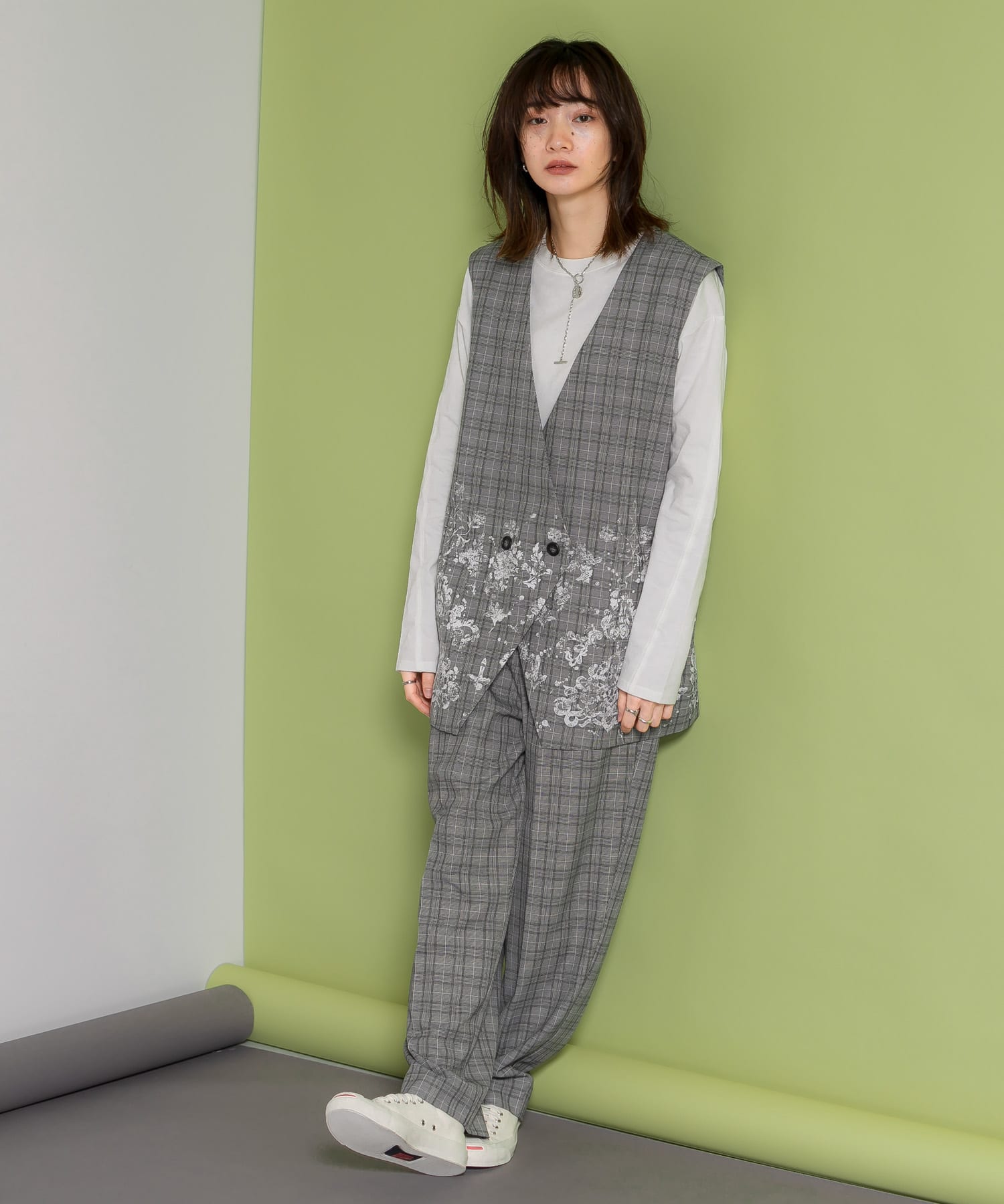 レースプリントチェックベスト GRAY one