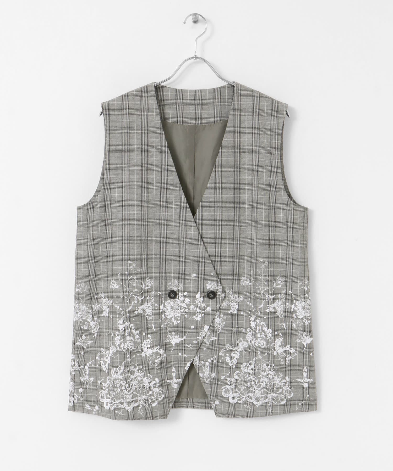 レースプリントチェックベスト GRAY one