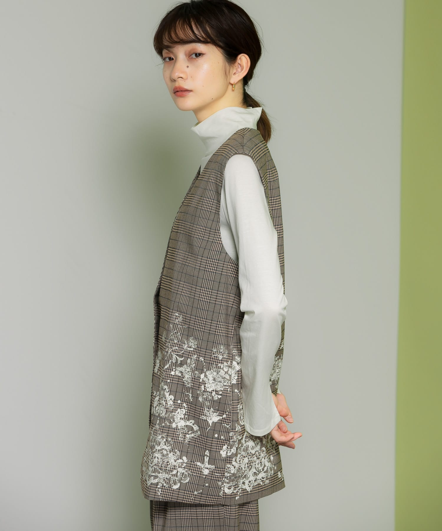 レースプリントチェックベスト BROWN one