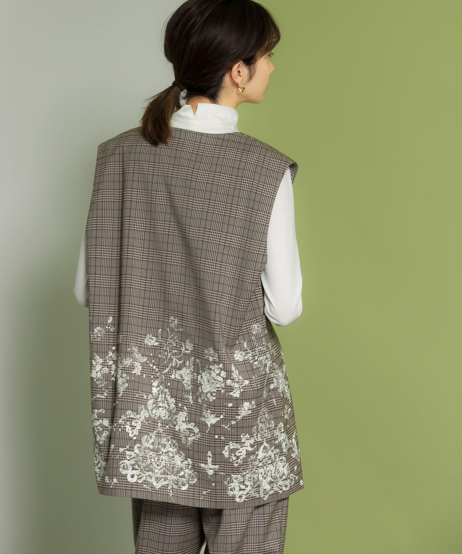 レースプリントチェックベスト BROWN one