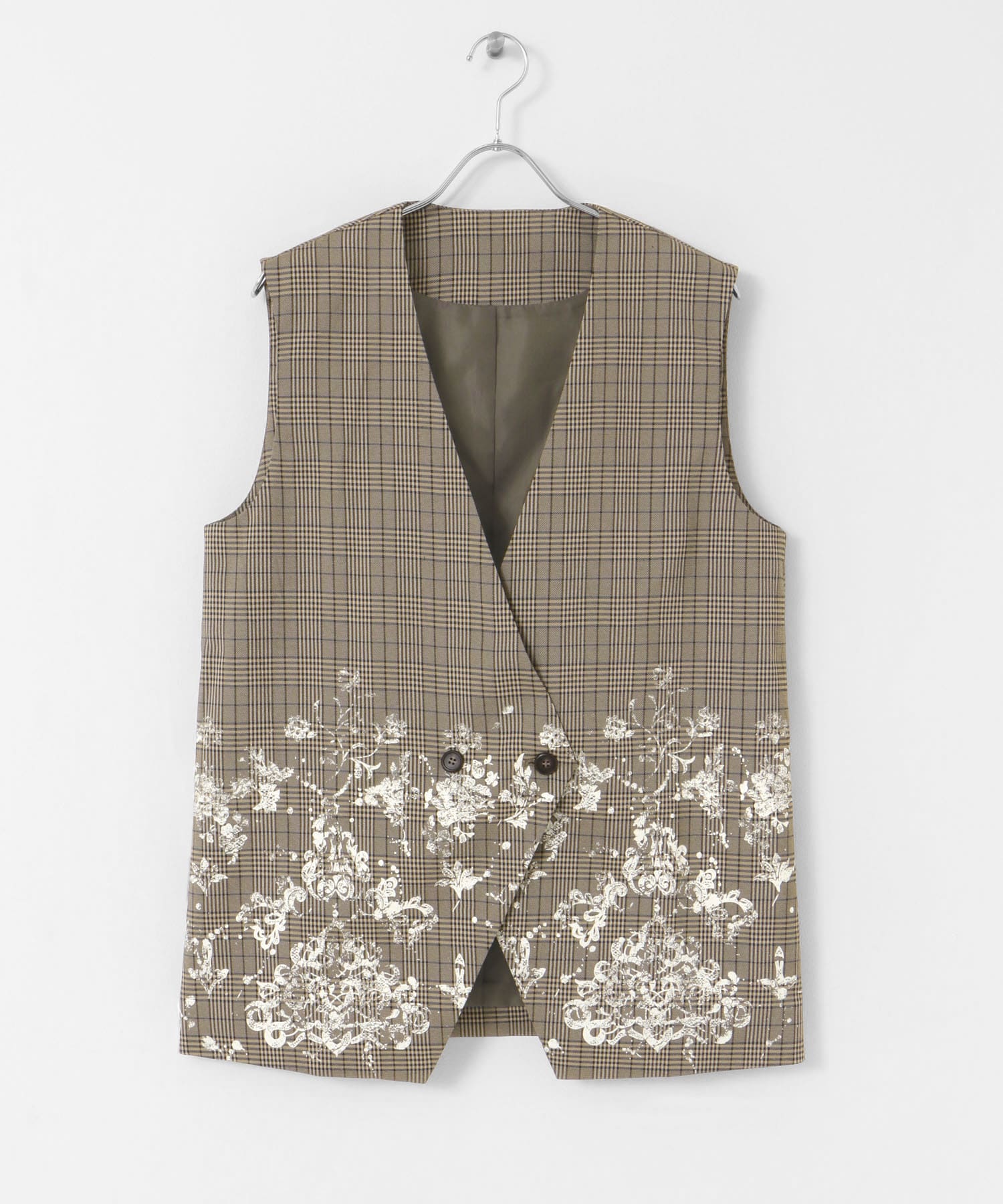 レースプリントチェックベスト BROWN one