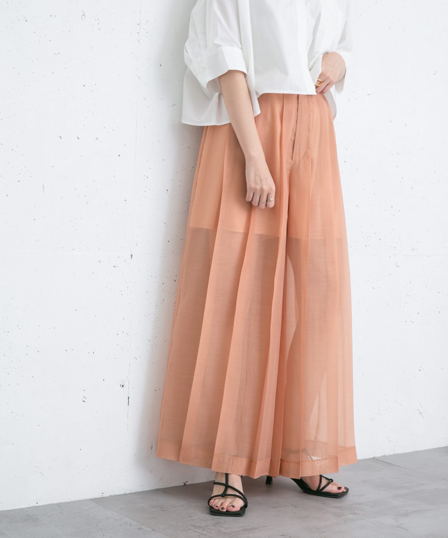 シアープリーツWIDEパンツ TERRACOTTA one