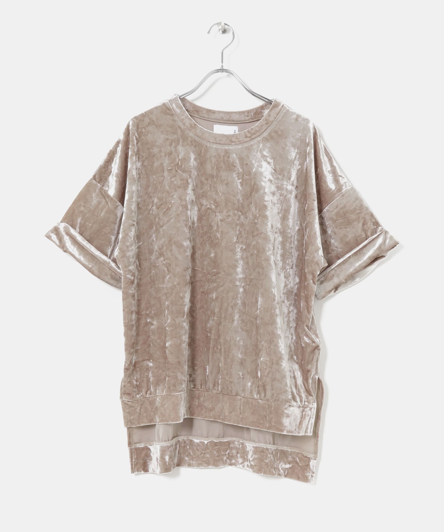 クラッシュベロアBIG Tシャツ PINKBEIGE one
