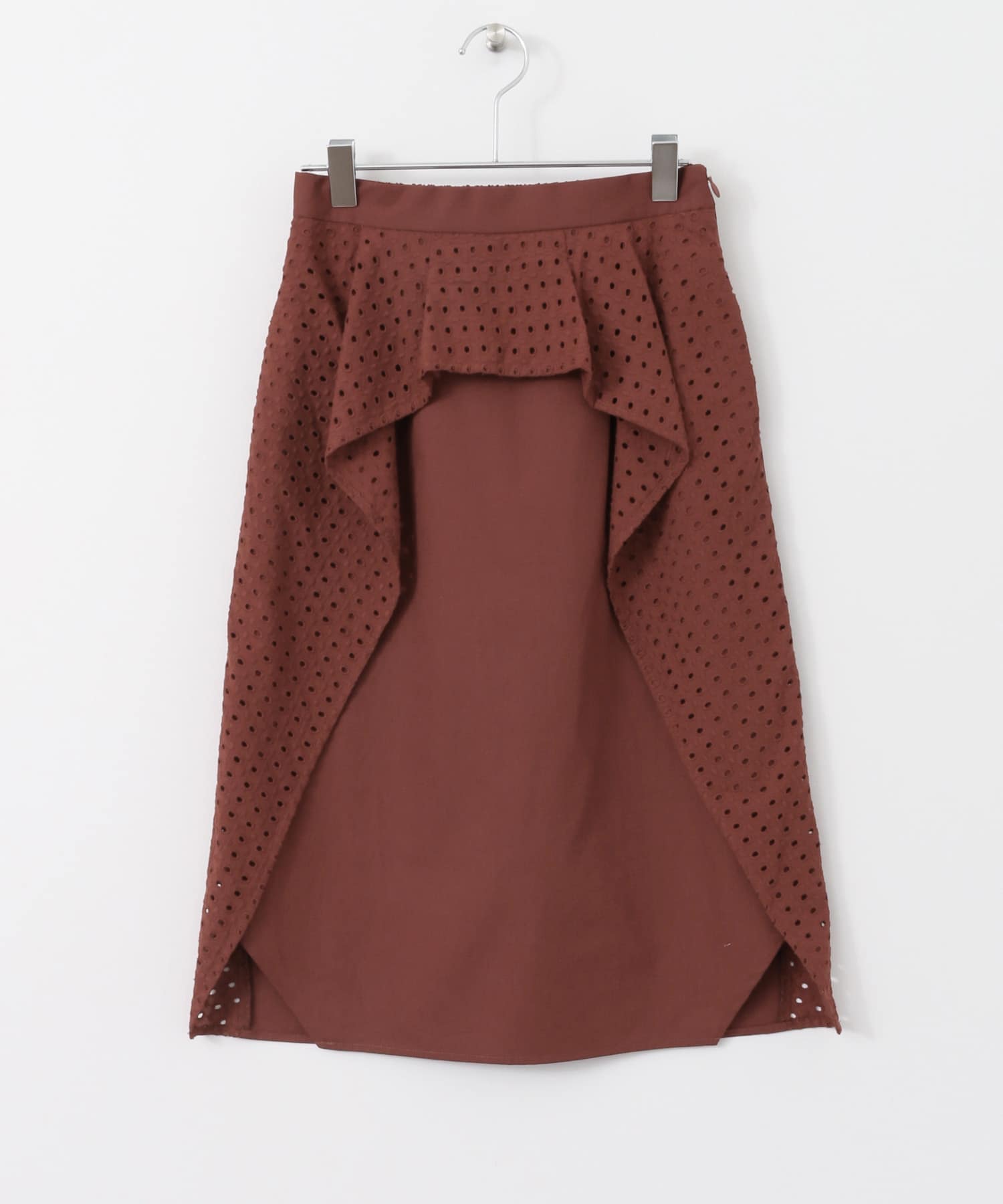 ペプラムレース変型スカート∴ BROWN one